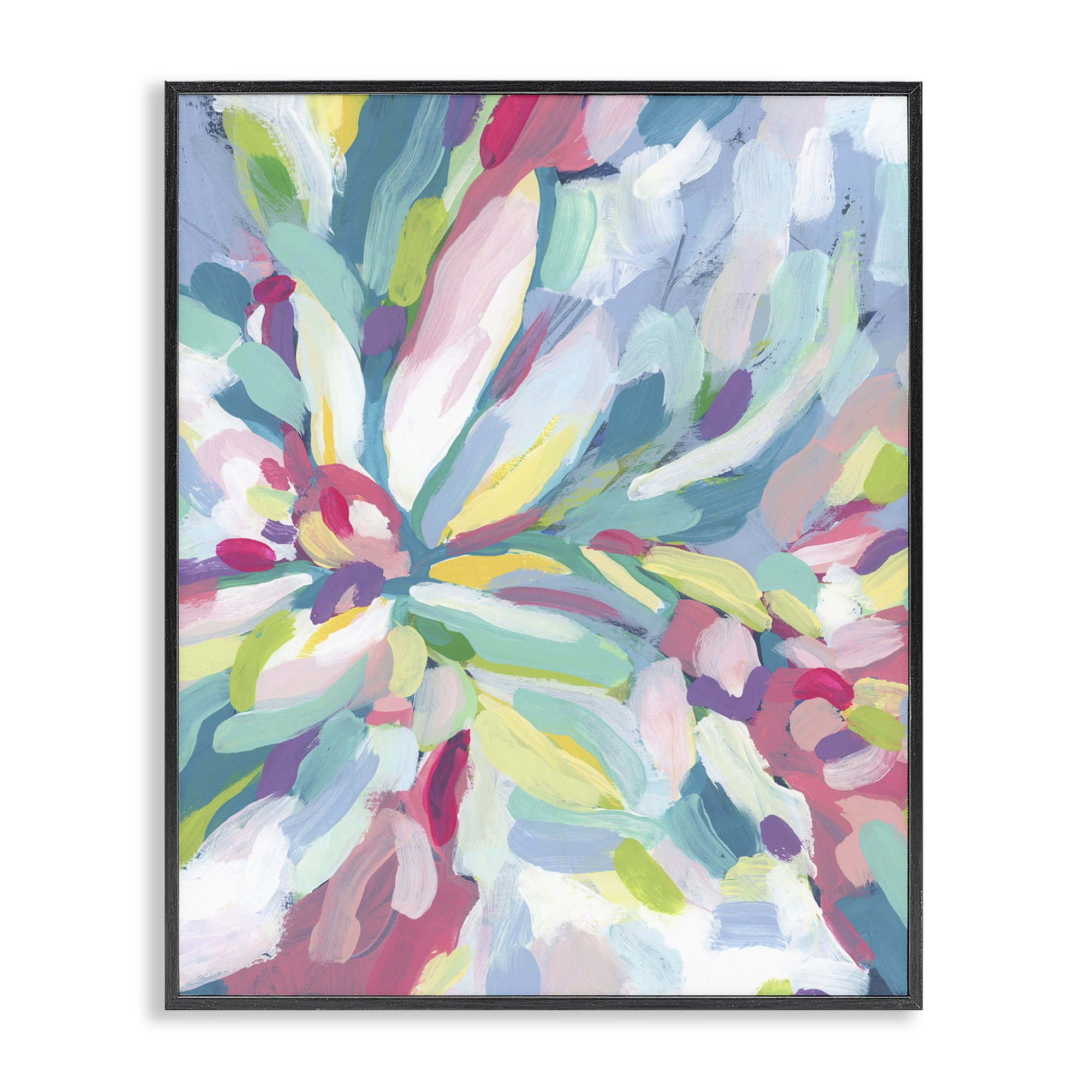 Stupell Industries Centric Paint Strokes Abstract Painting Black Framed Art Print Wall Art, 16 x 20