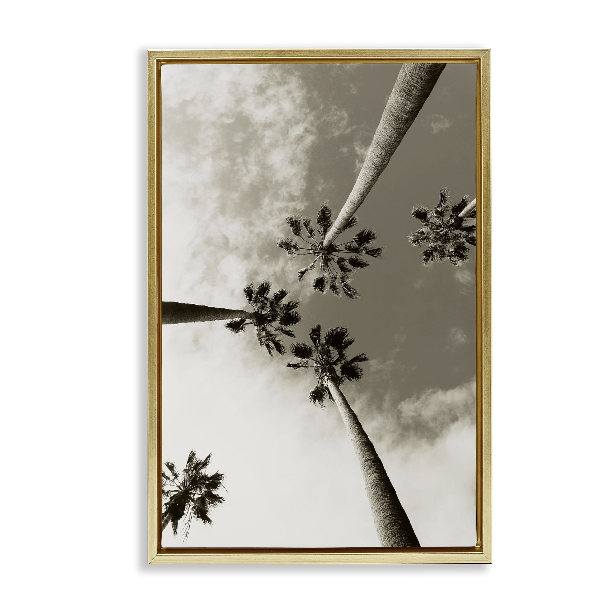 Stupell Industries Centric Palm Trees Botanical & Floral Photography Gold Floater Framed Canvas Art Print Wall Art, 17 x 25