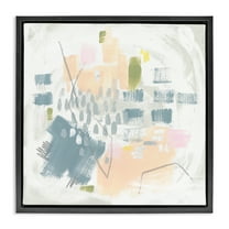 Stupell Industries Centric Pastel Pattern Abstract Painting Black Floater Framed Canvas Art Print Wall Art, 18 x 18