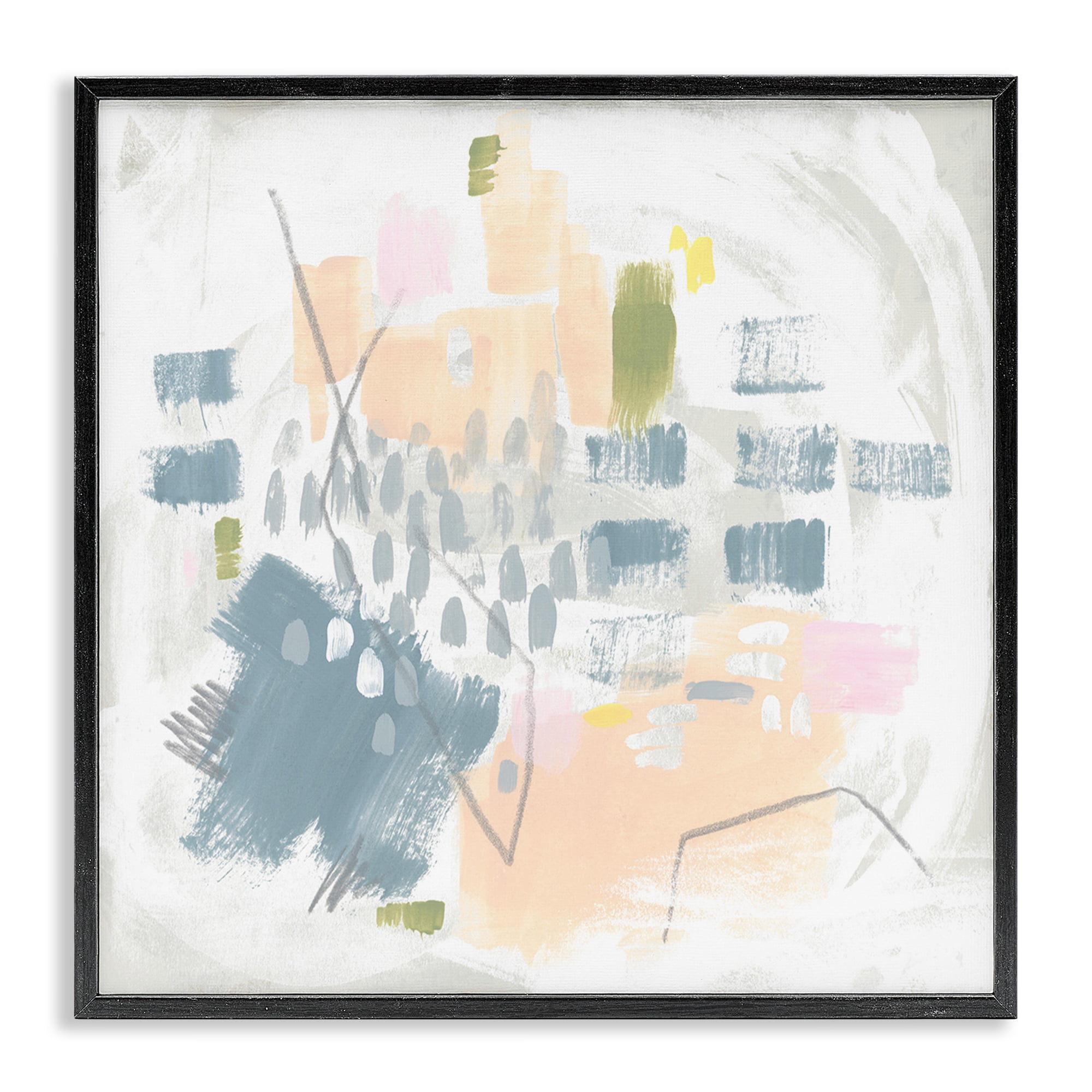 Stupell Industries Centric Pastel Pattern Abstract Painting Black Framed Art Print Wall Art, 24 x 24