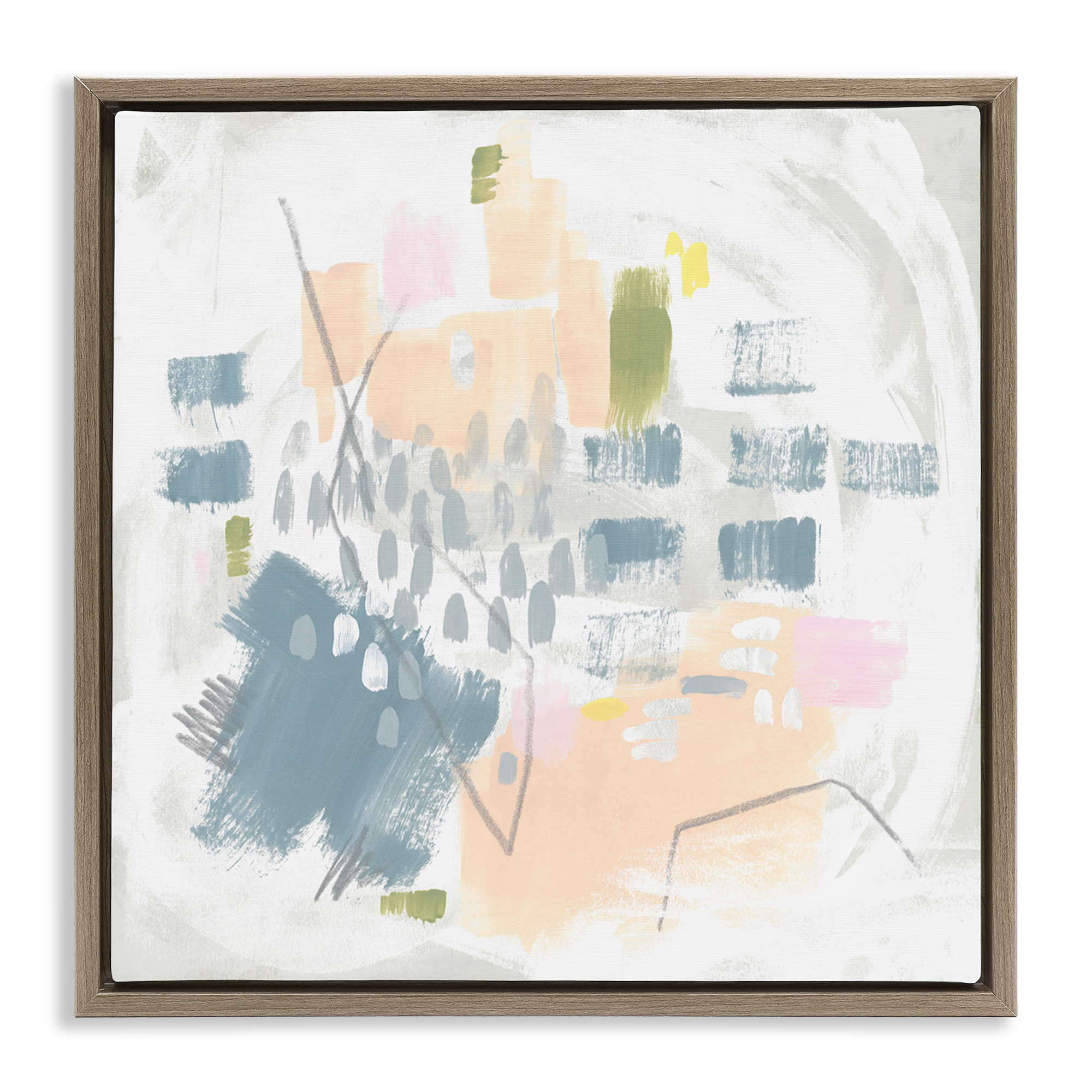 Stupell Industries Centric Pastel Pattern Abstract Painting Brown Floater Framed Canvas Art Print Wall Art, 18 x 18
