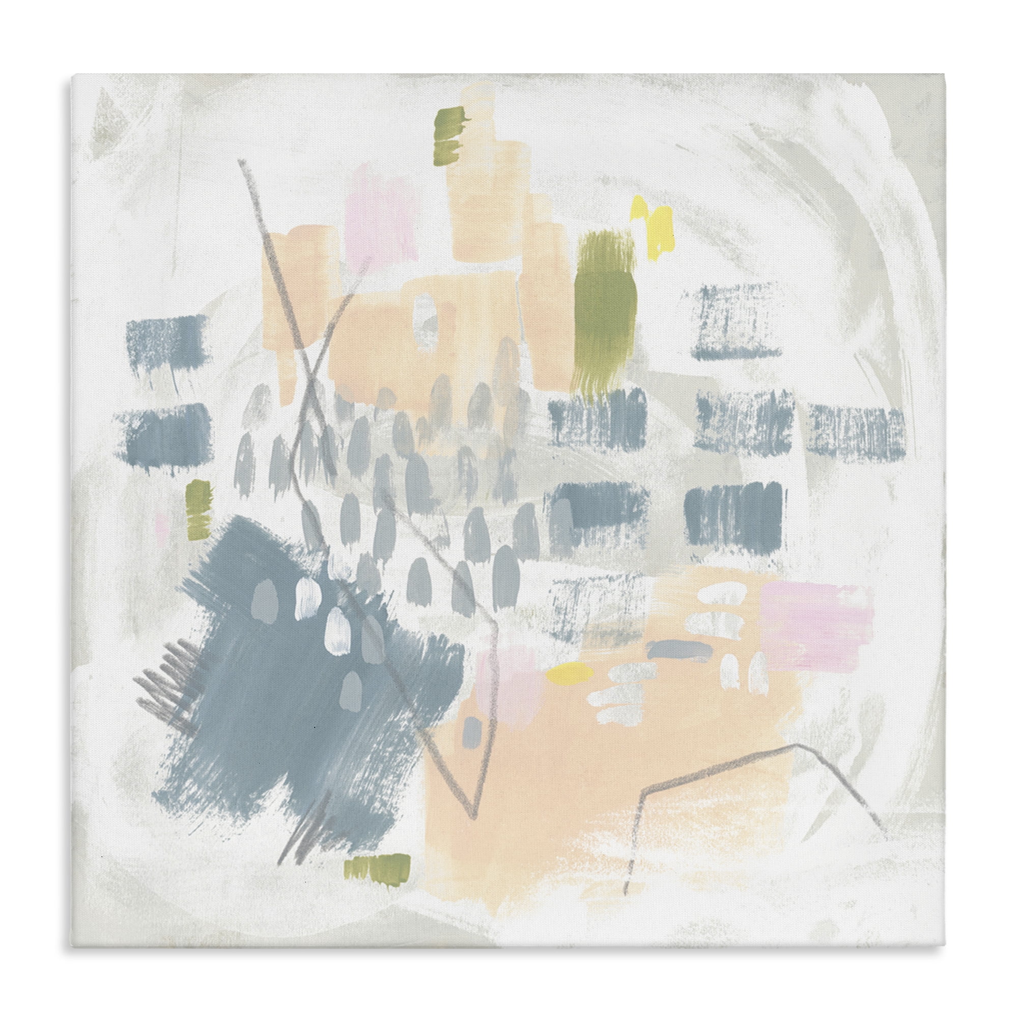 Stupell Industries Centric Pastel Pattern Abstract Painting Gallery Wrapped Canvas Art Print Wall Art, 17 x 17