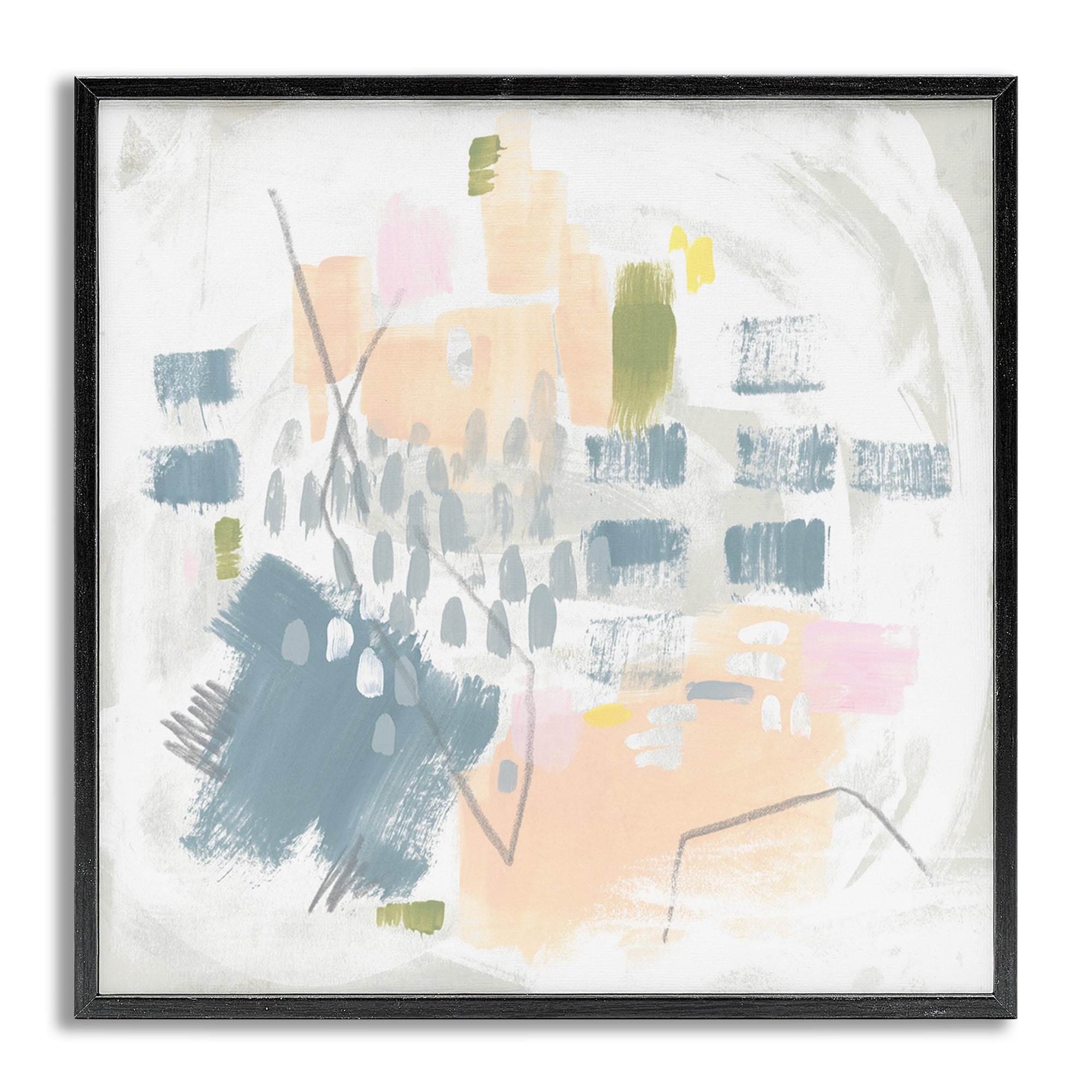 Stupell Industries Centric Pastel Pattern Abstract Painting Gray Framed Art Print Wall Art, 24 x 24