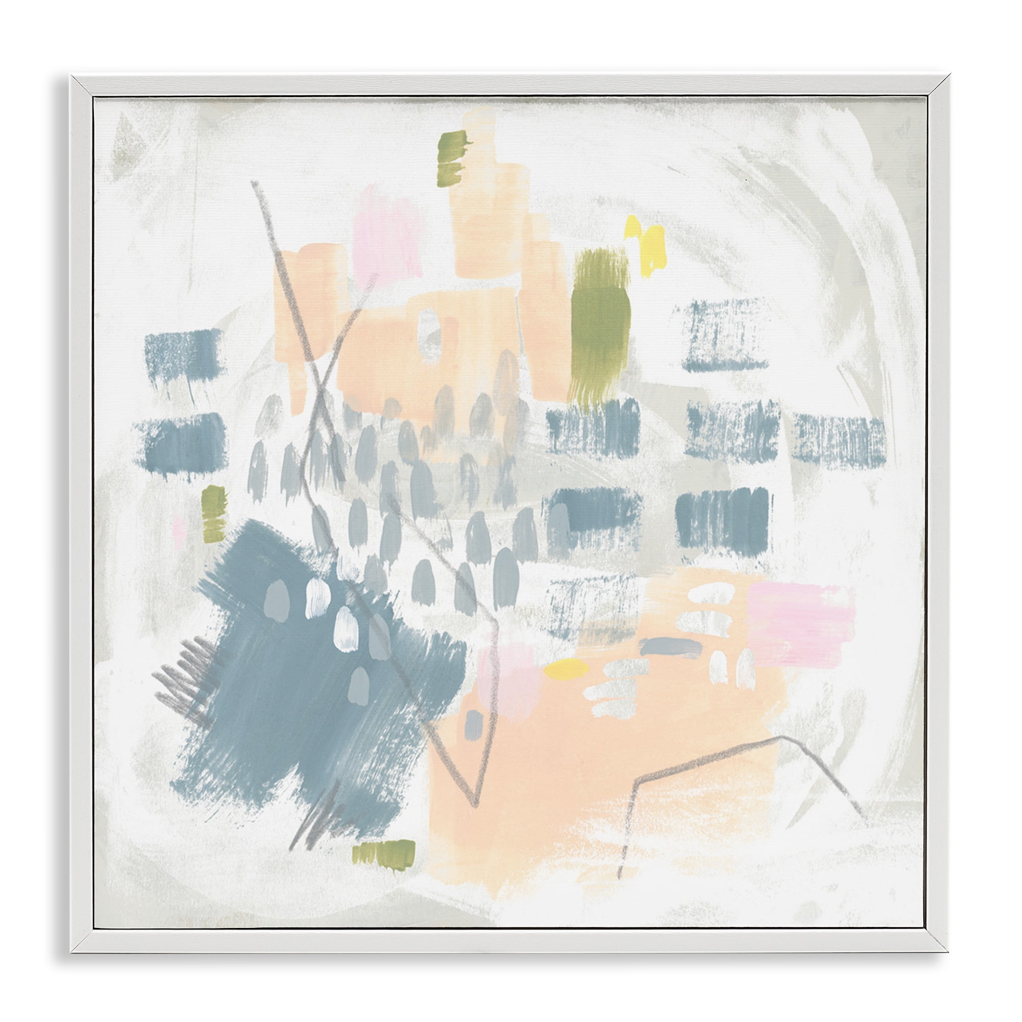 Stupell Industries Centric Pastel Pattern Abstract Painting White Framed Art Print Wall Art, 24 x 24