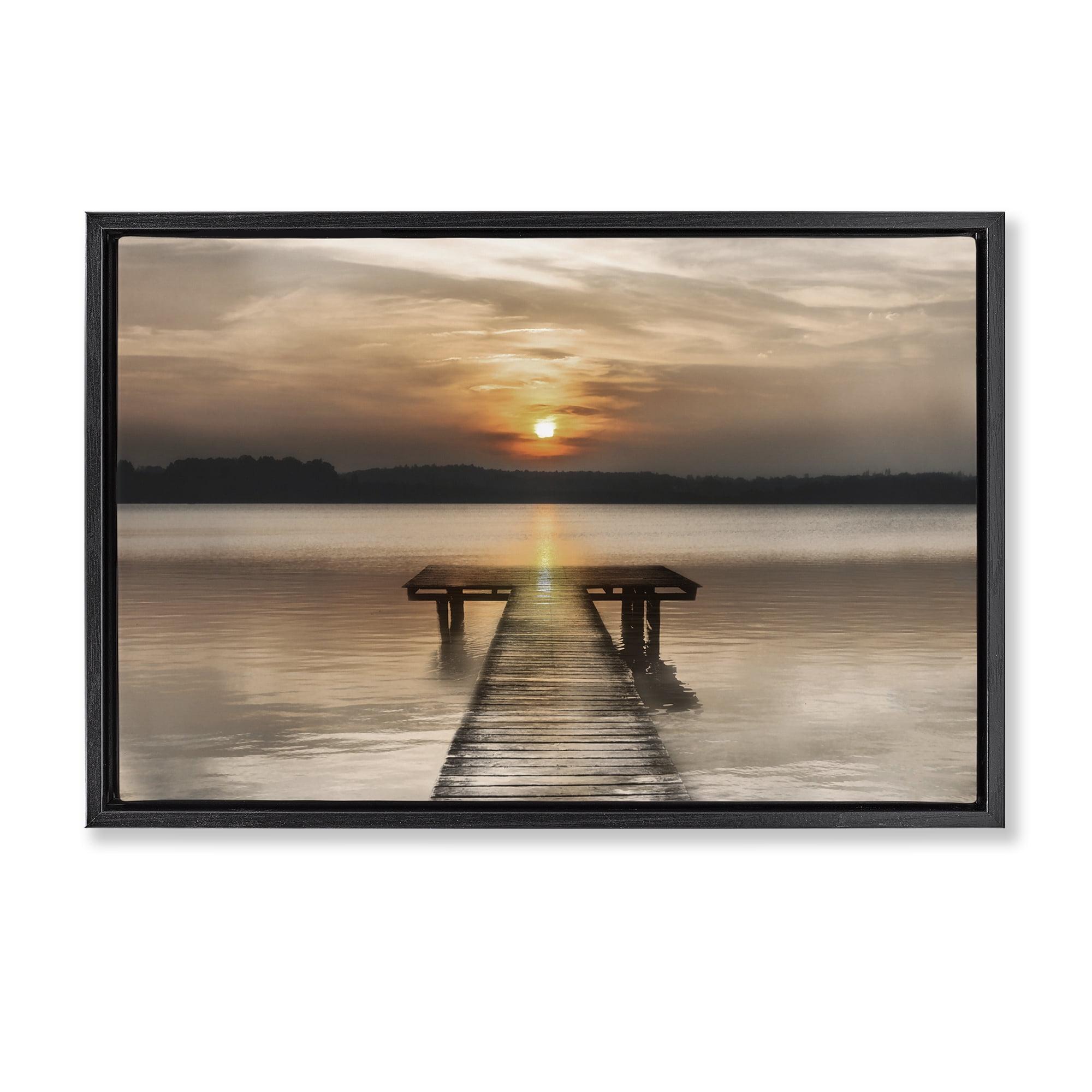 Stupell Industries Centric Reflective Sunrise Black Framed Floater Canvas Wall Art, design by Irene Weisz