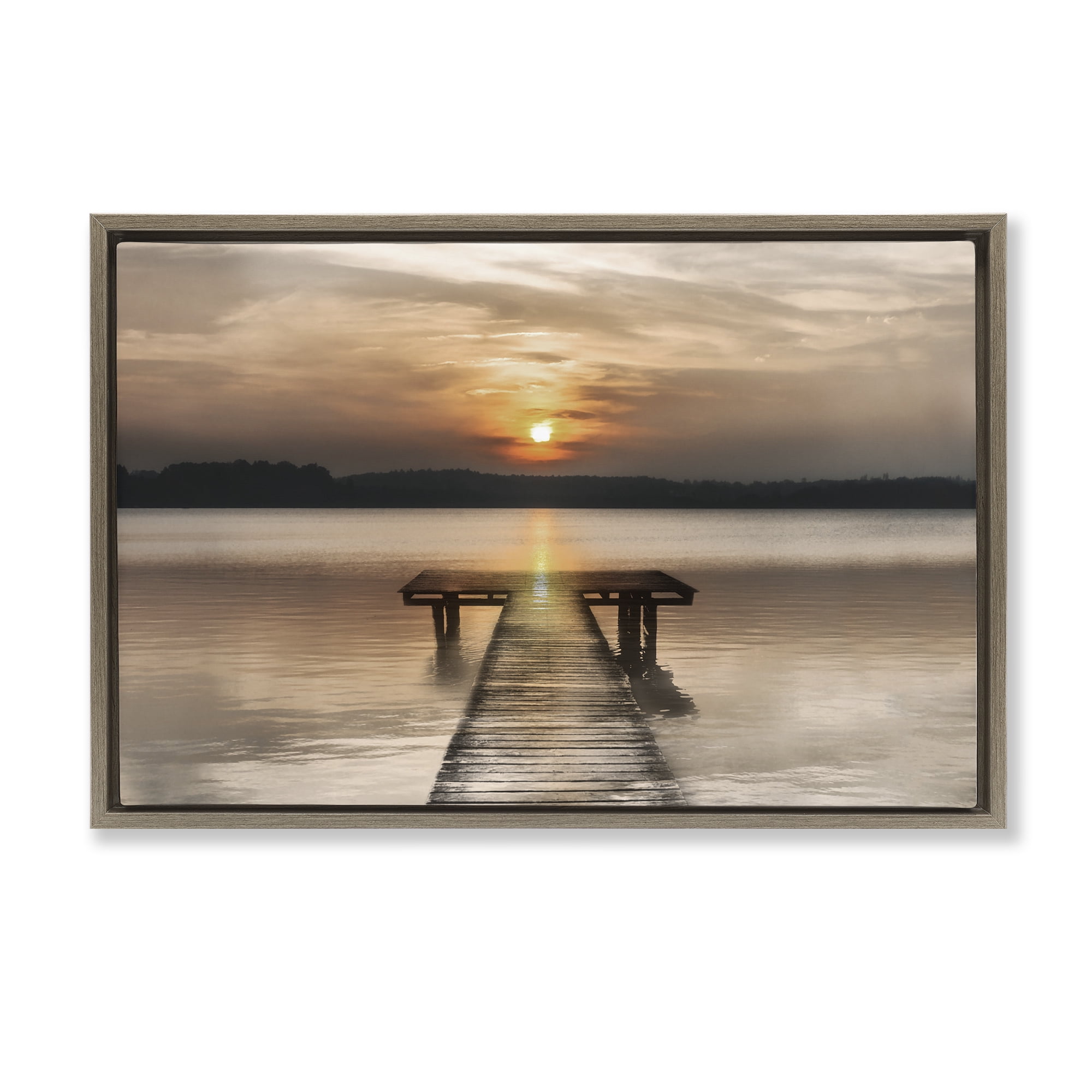 Stupell Industries Centric Reflective Sunrise Brown Framed Floater Canvas Wall Art, design by Irene Weisz