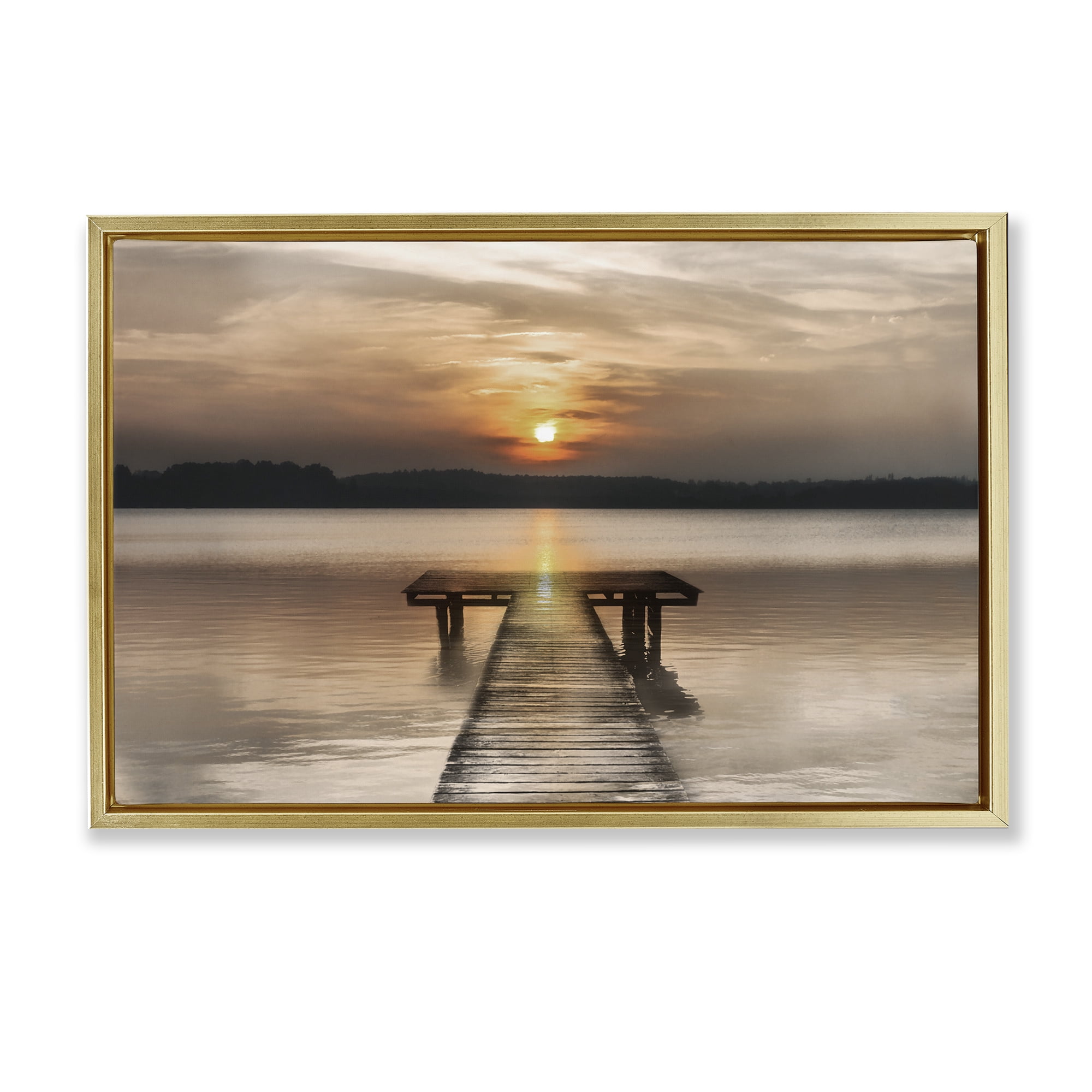 Stupell Industries Centric Reflective Sunrise Gold Framed Floater Canvas Wall Art, design by Irene Weisz