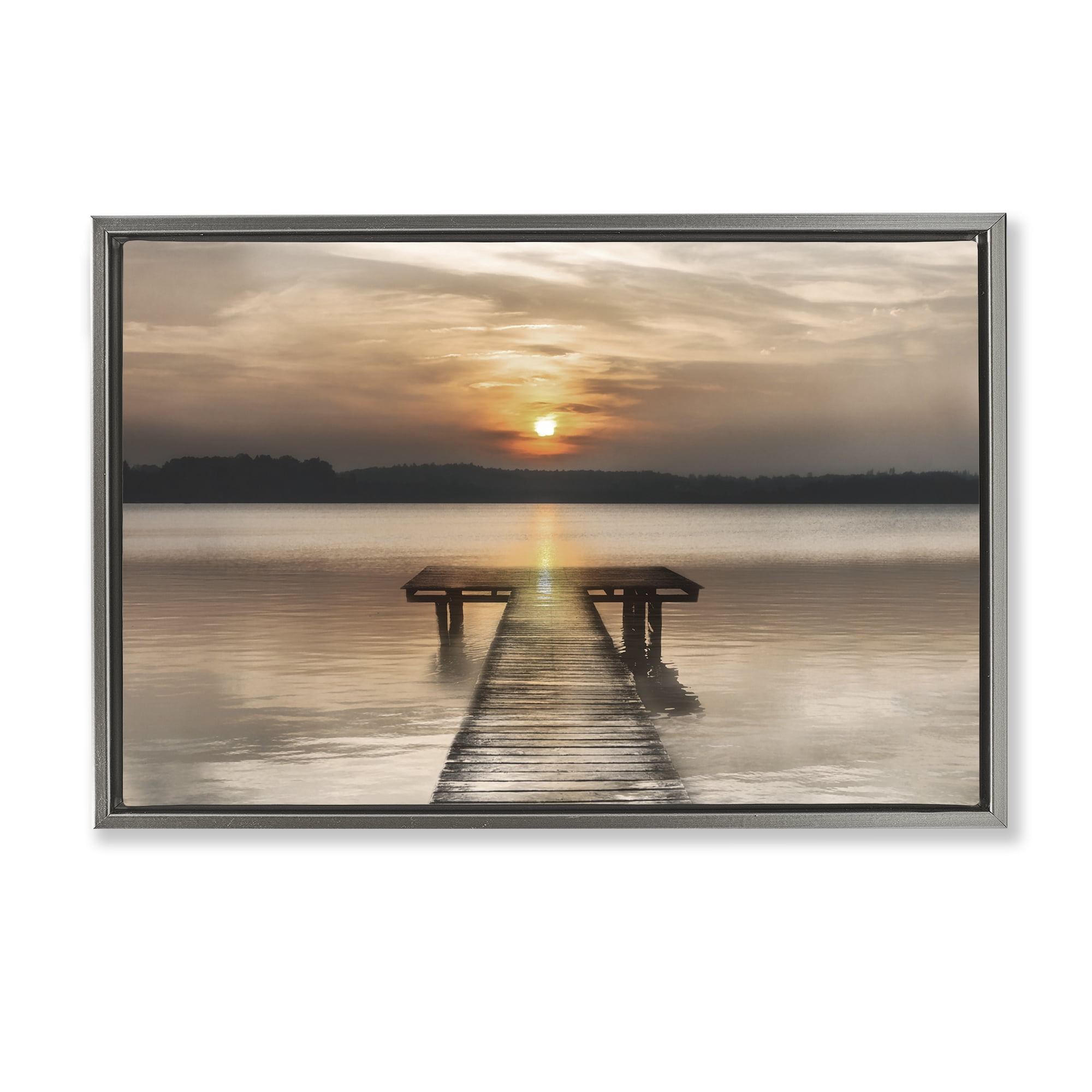 Stupell Industries Centric Reflective Sunrise Gray Framed Floater Canvas Wall Art, design by Irene Weisz