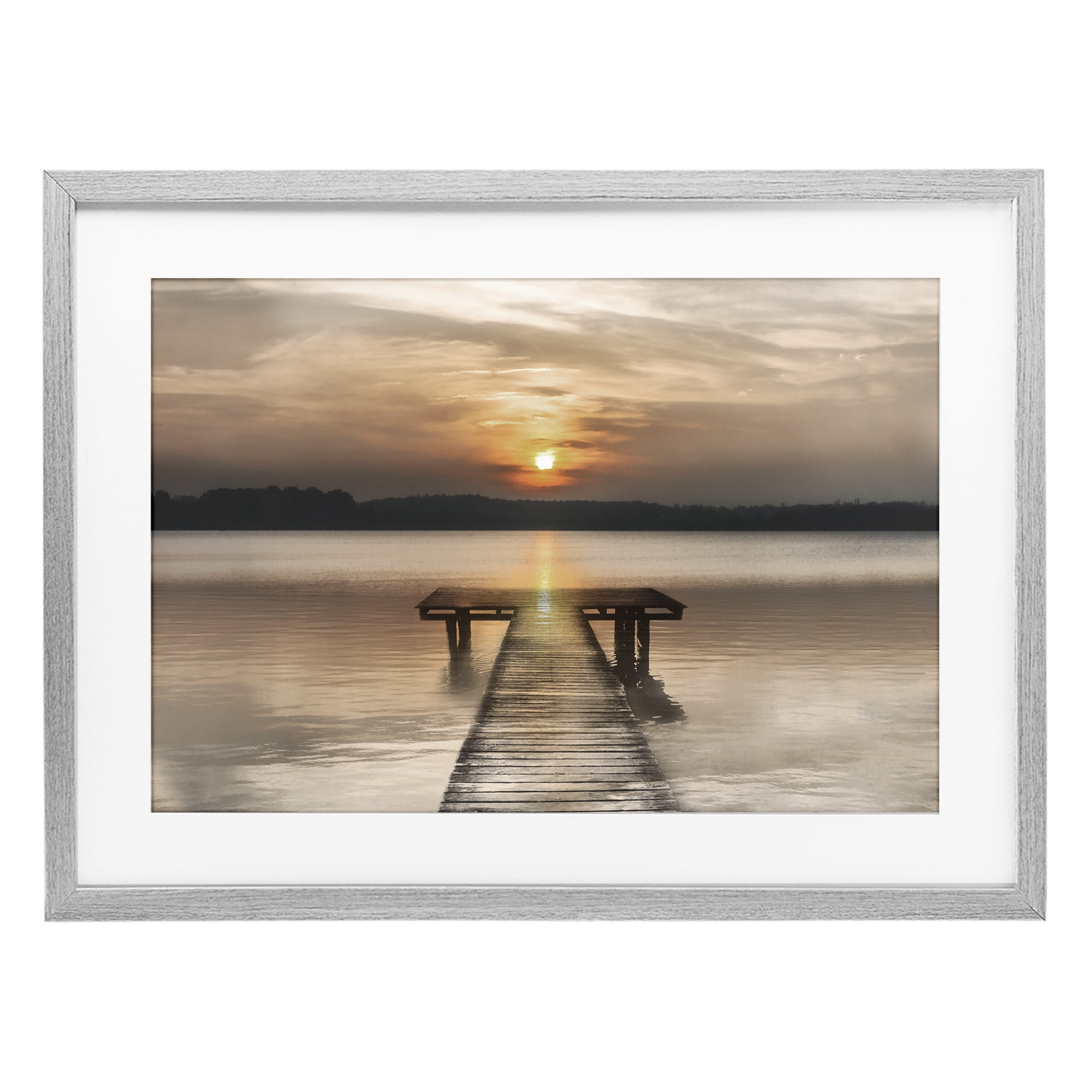 Stupell Industries Centric Reflective Sunrise Gray Framed Print Under Glass, design by Irene Weisz