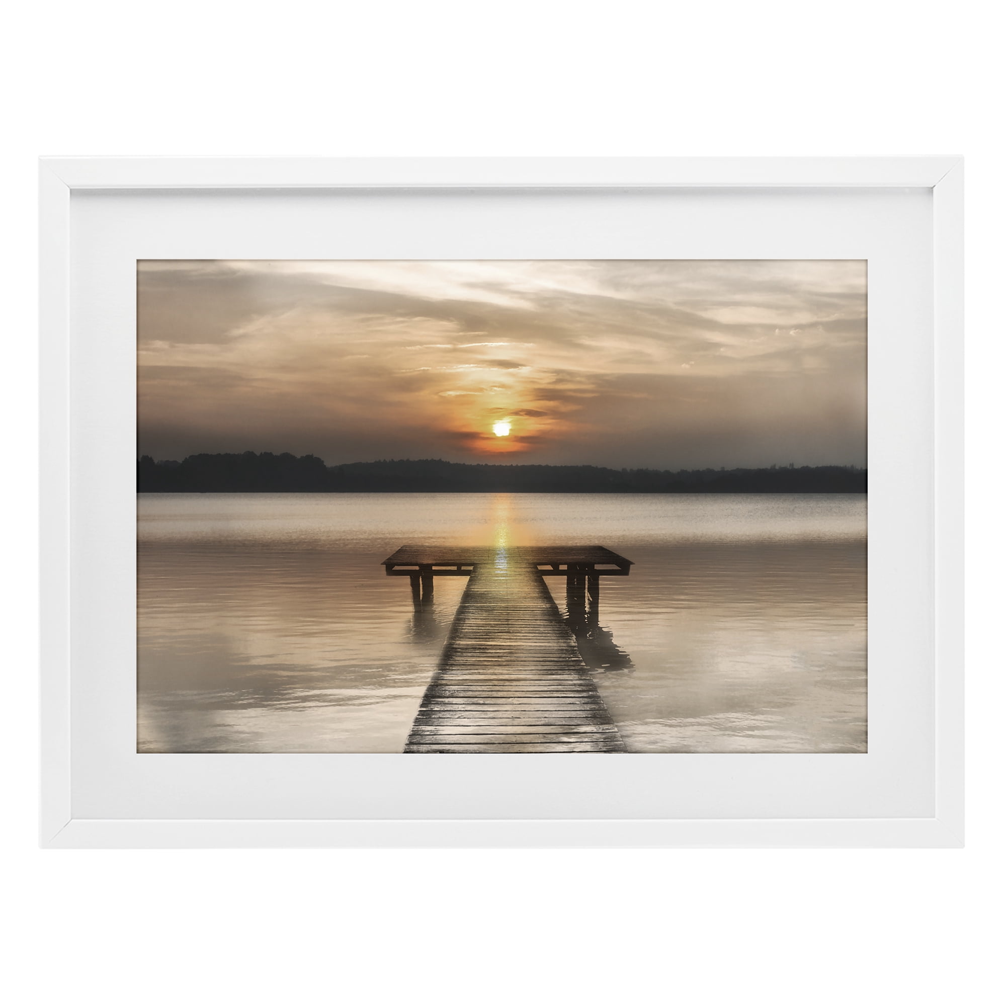 Stupell Industries Centric Reflective Sunrise White Framed Print Under Glass, design by Irene Weisz