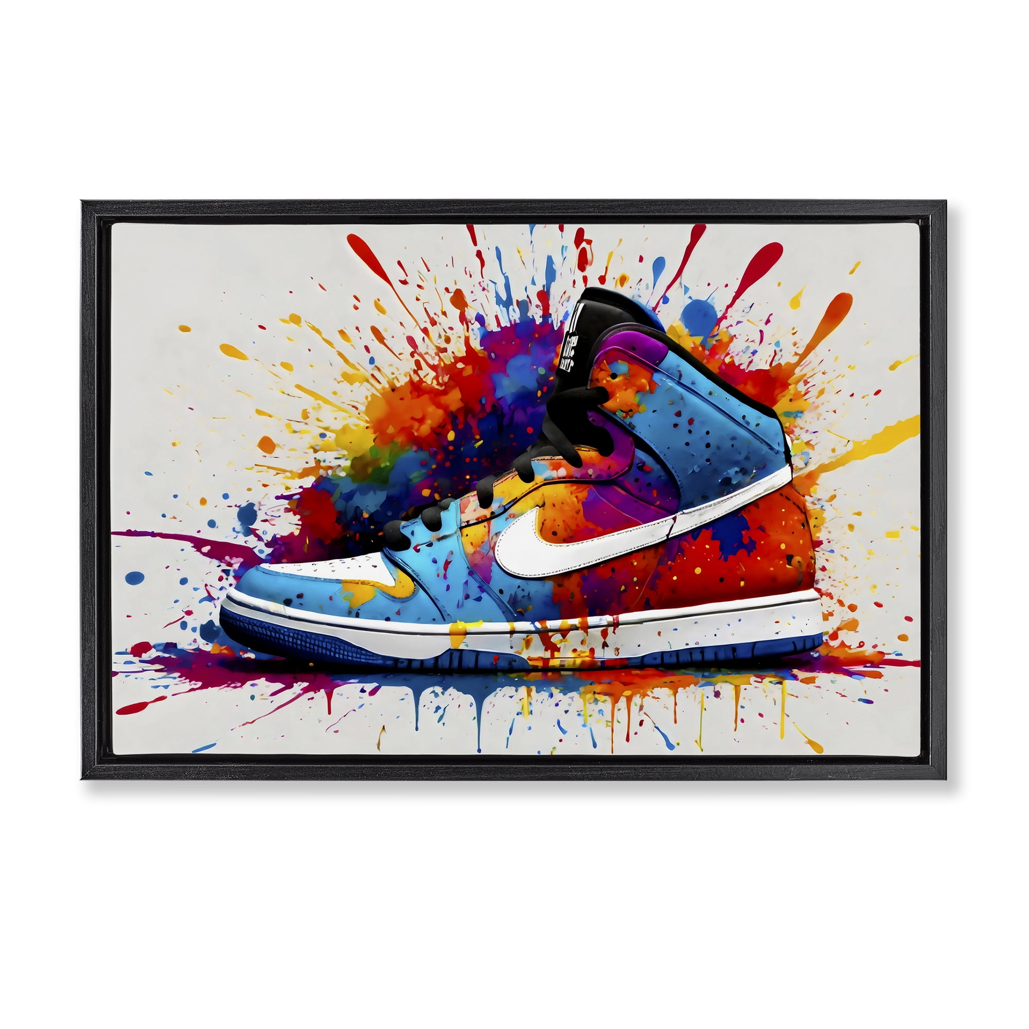 Stupell Industries Centric Sneaker Splash Black Framed Floater Canvas Wall Art, design by Creative Studio