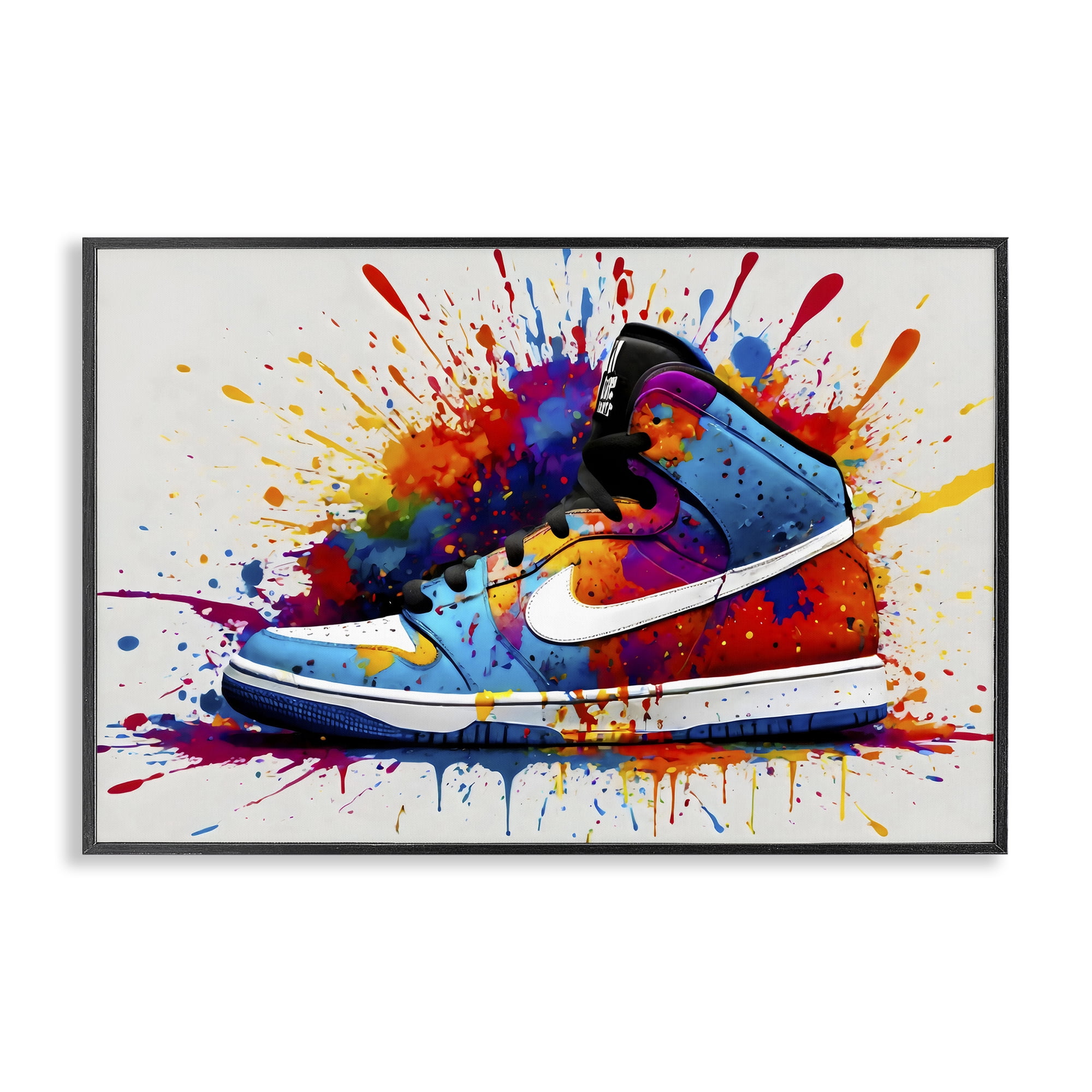 Stupell Industries Centric Sneaker Splash Black Framed Giclee Art, design by Creative Studio