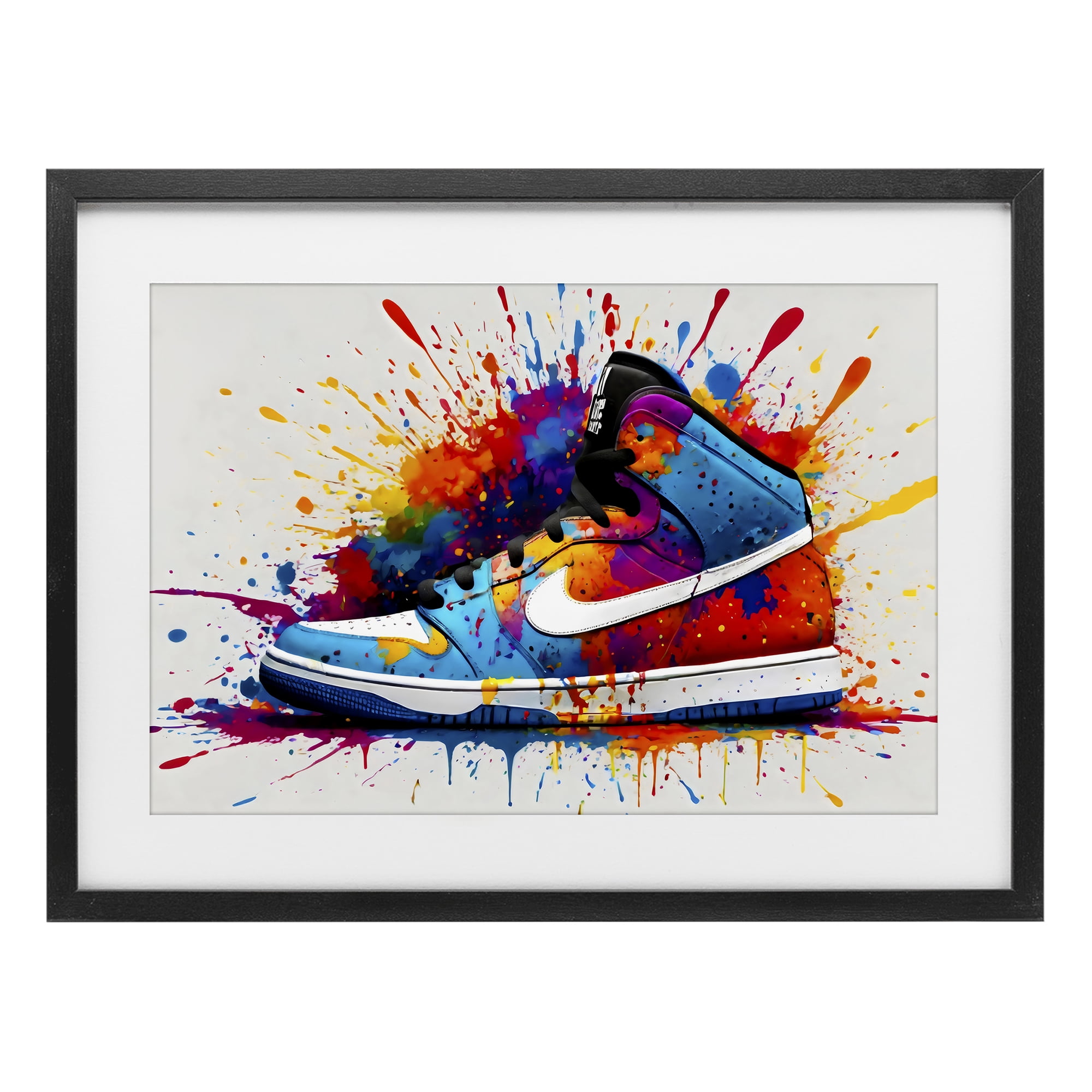Stupell Industries Centric Sneaker Splash Black Framed Print Under Glass, design by Creative Studio