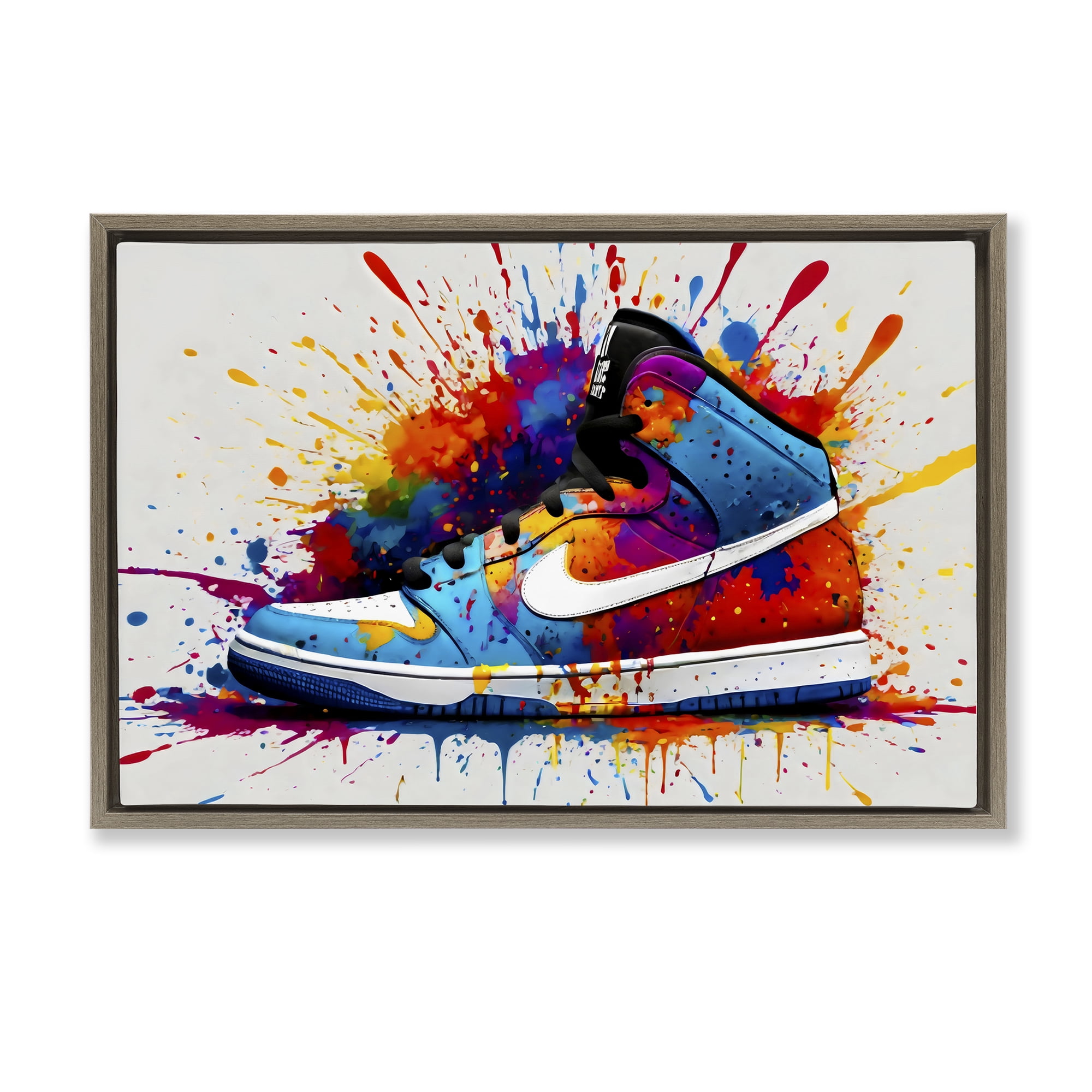 Stupell Industries Centric Sneaker Splash Brown Framed Floater Canvas Wall Art, design by Creative Studio