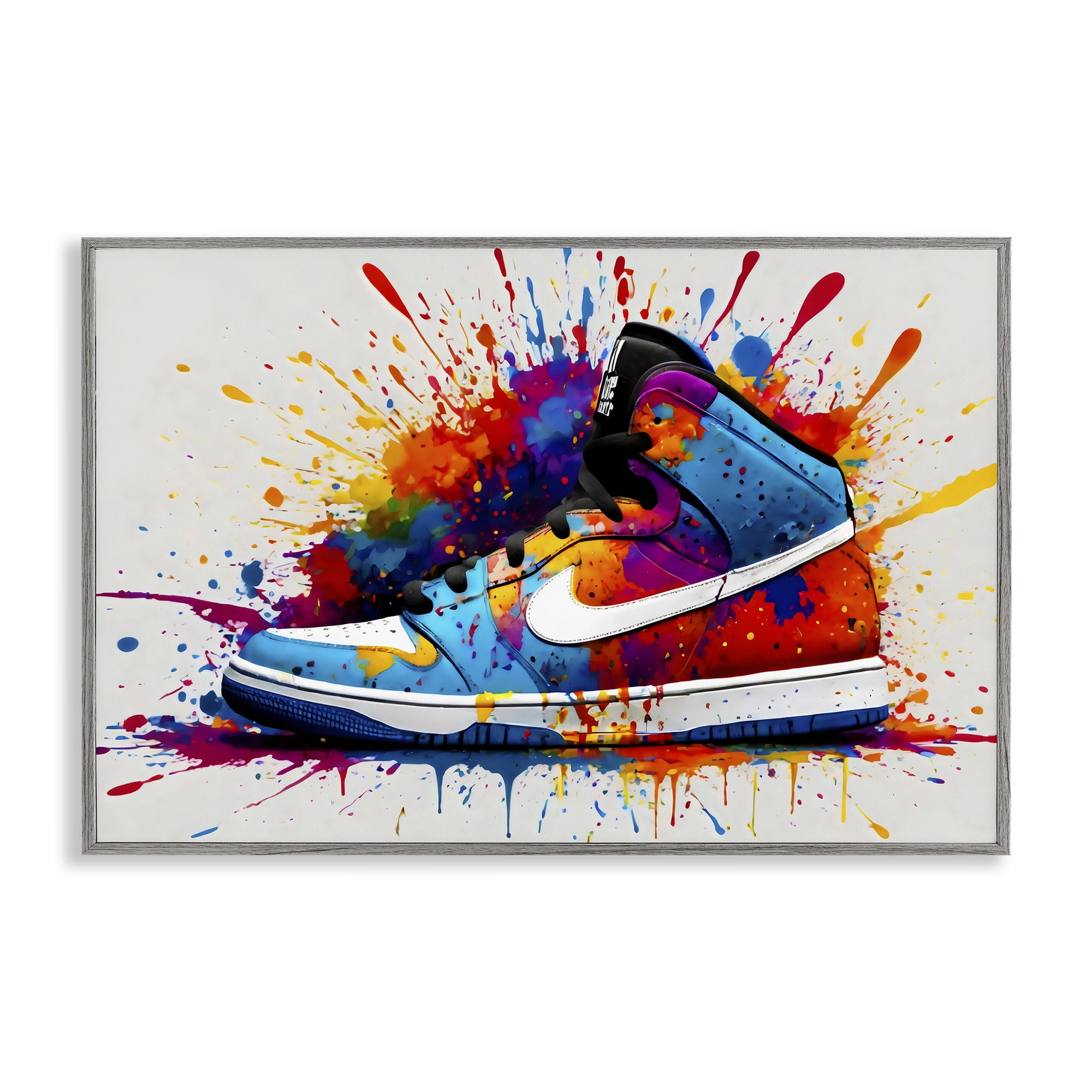 Stupell Industries Centric Sneaker Splash Gray Framed Giclee Art, design by Creative Studio