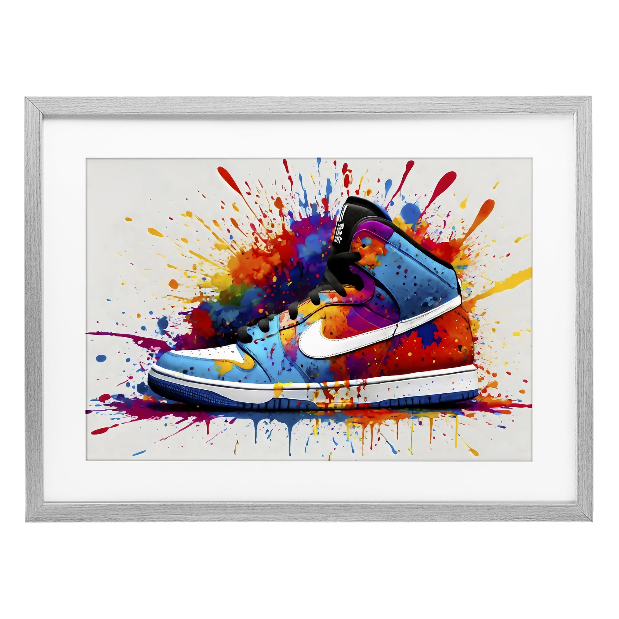 Stupell Industries Centric Sneaker Splash Gray Framed Print Under Glass, design by Creative Studio