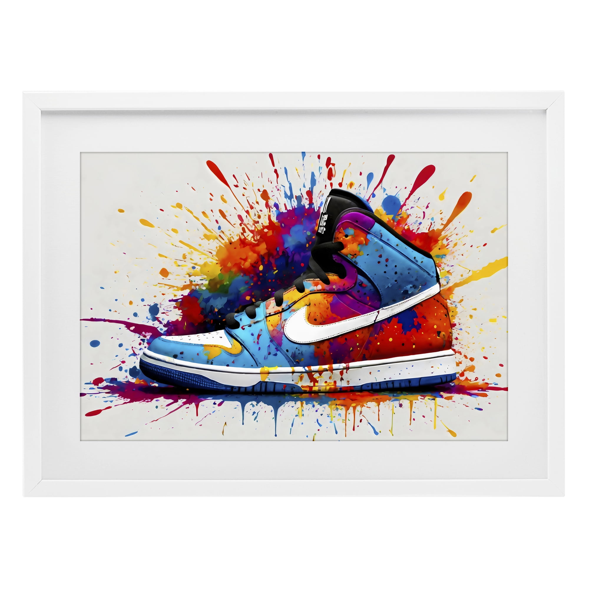 Stupell Industries Centric Sneaker Splash White Framed Print Under Glass, design by Creative Studio
