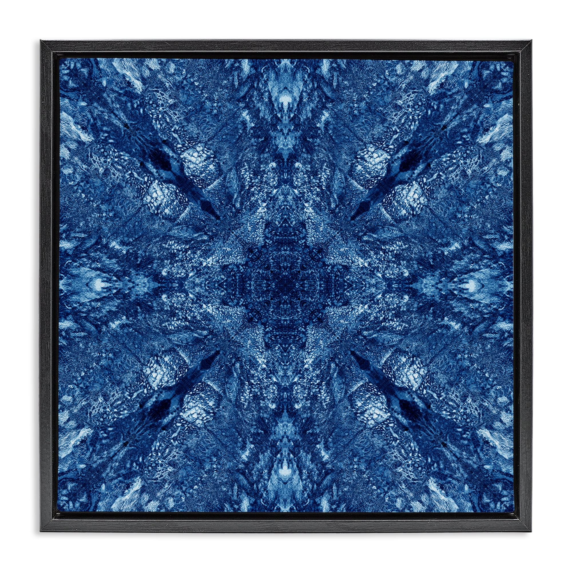 Stupell Industries Centric Symmetry Pattern Abstract Painting Black Floater Framed Canvas Art Print Wall Art, 25 x 25