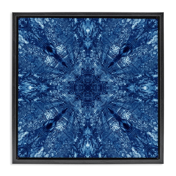 Stupell Industries Centric Symmetry Pattern Abstract Painting Black Floater Framed Canvas Art Print Wall Art, 25 x 25