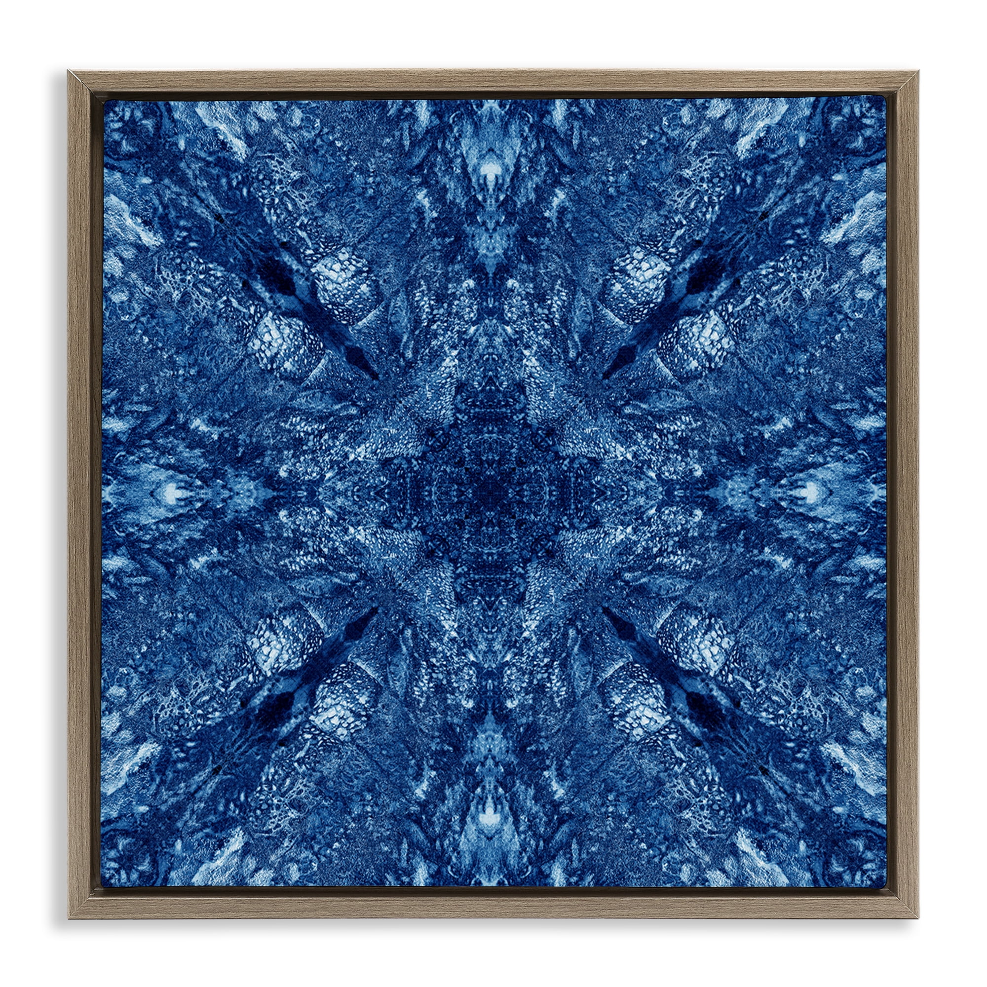 Stupell Industries Centric Symmetry Pattern Abstract Painting Brown Floater Framed Canvas Art Print Wall Art, 18 x 18