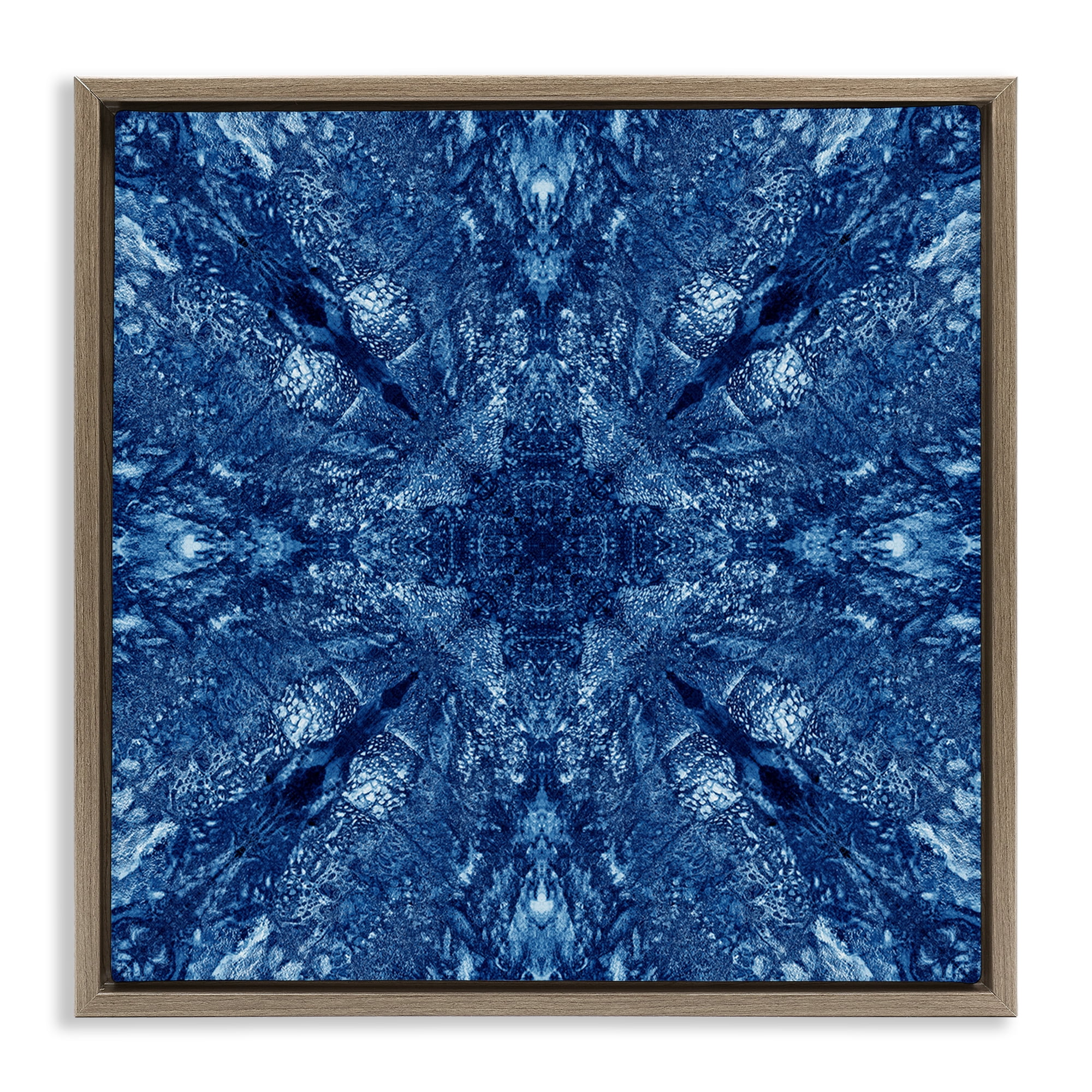 Stupell Industries Centric Symmetry Pattern Abstract Painting Brown Floater Framed Canvas Art Print Wall Art, 25 x 25