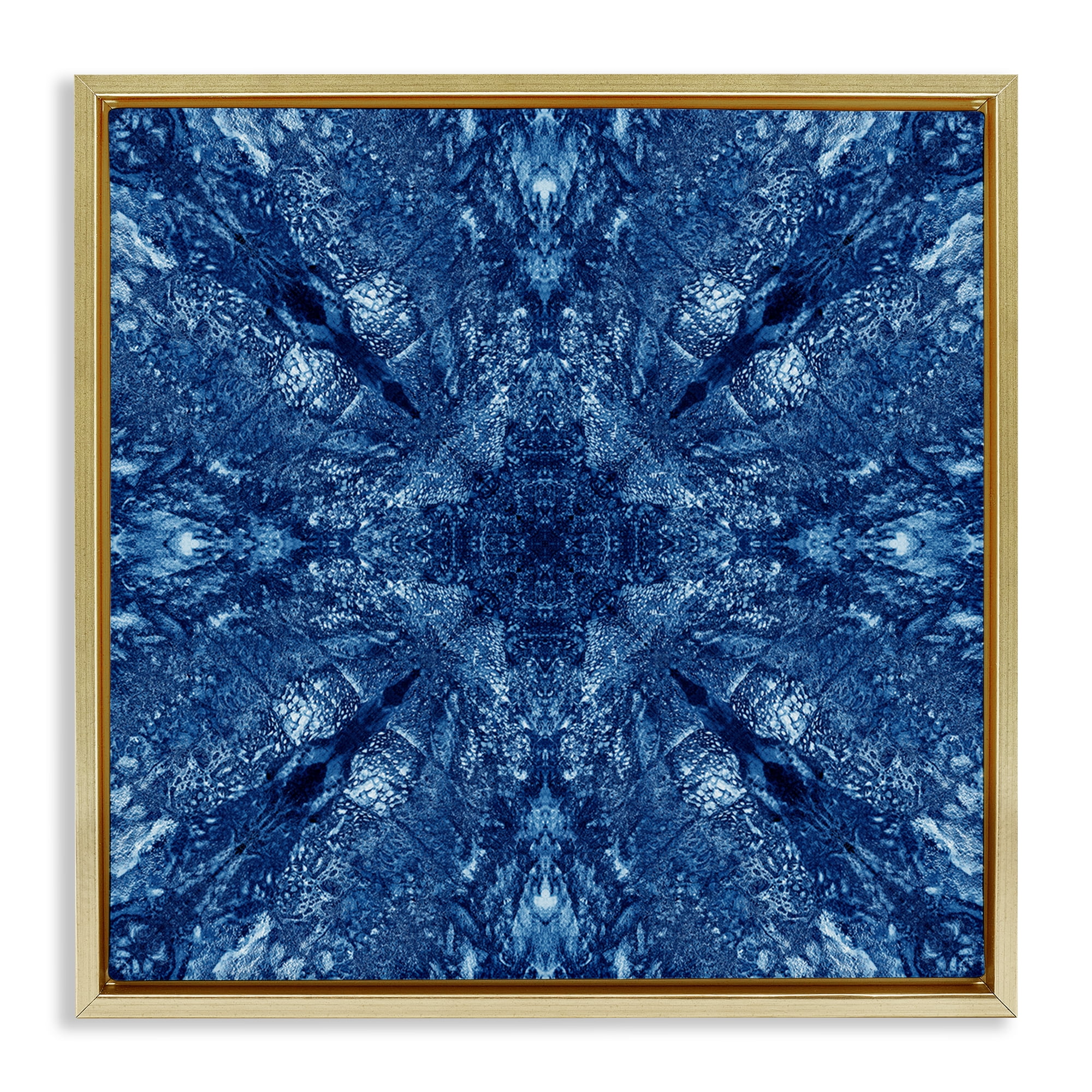 Stupell Industries Centric Symmetry Pattern Abstract Painting Gold Floater Framed Canvas Art Print Wall Art, 18 x 18