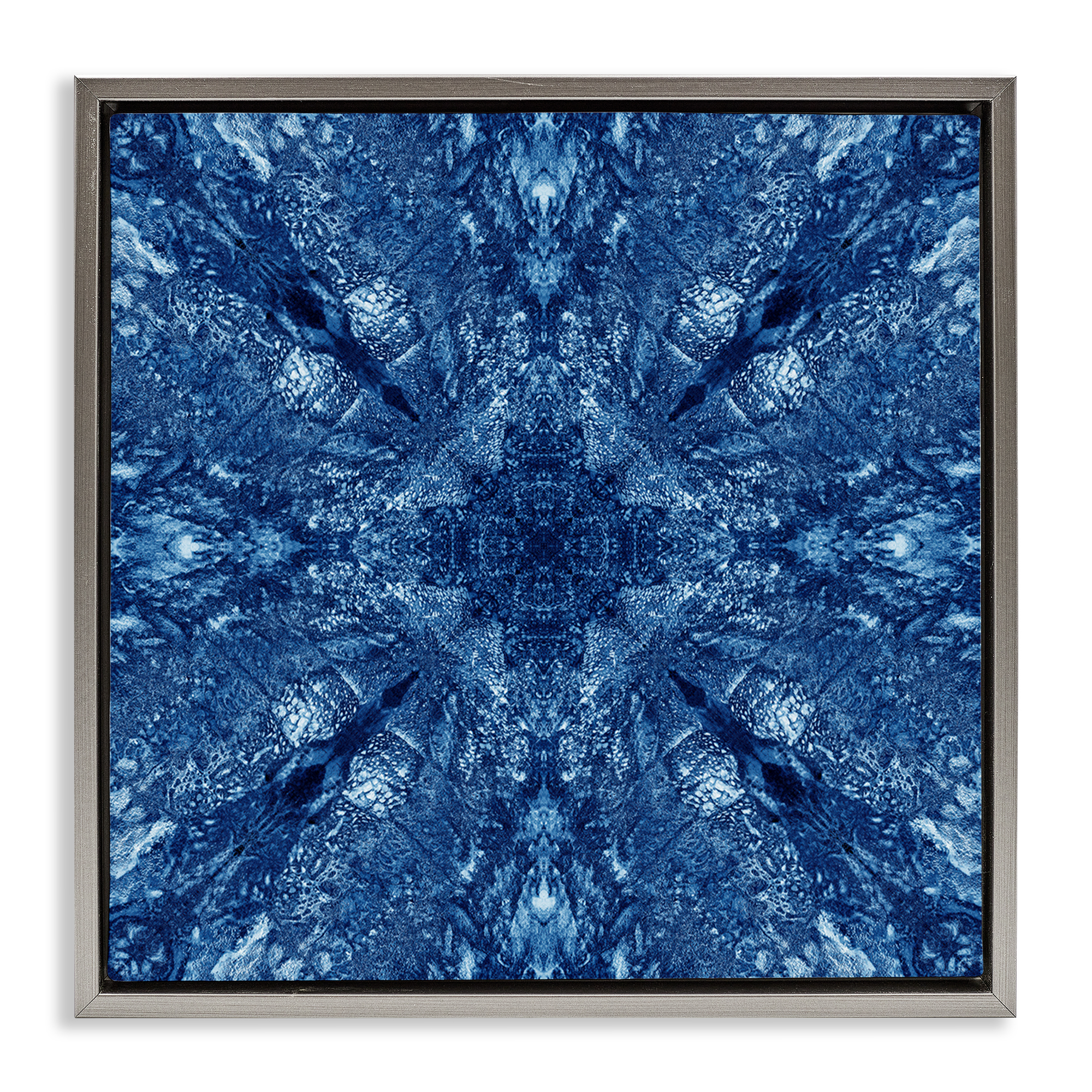 Stupell Industries Centric Symmetry Pattern Abstract Painting Gray Floater Framed Canvas Art Print Wall Art, 18 x 18