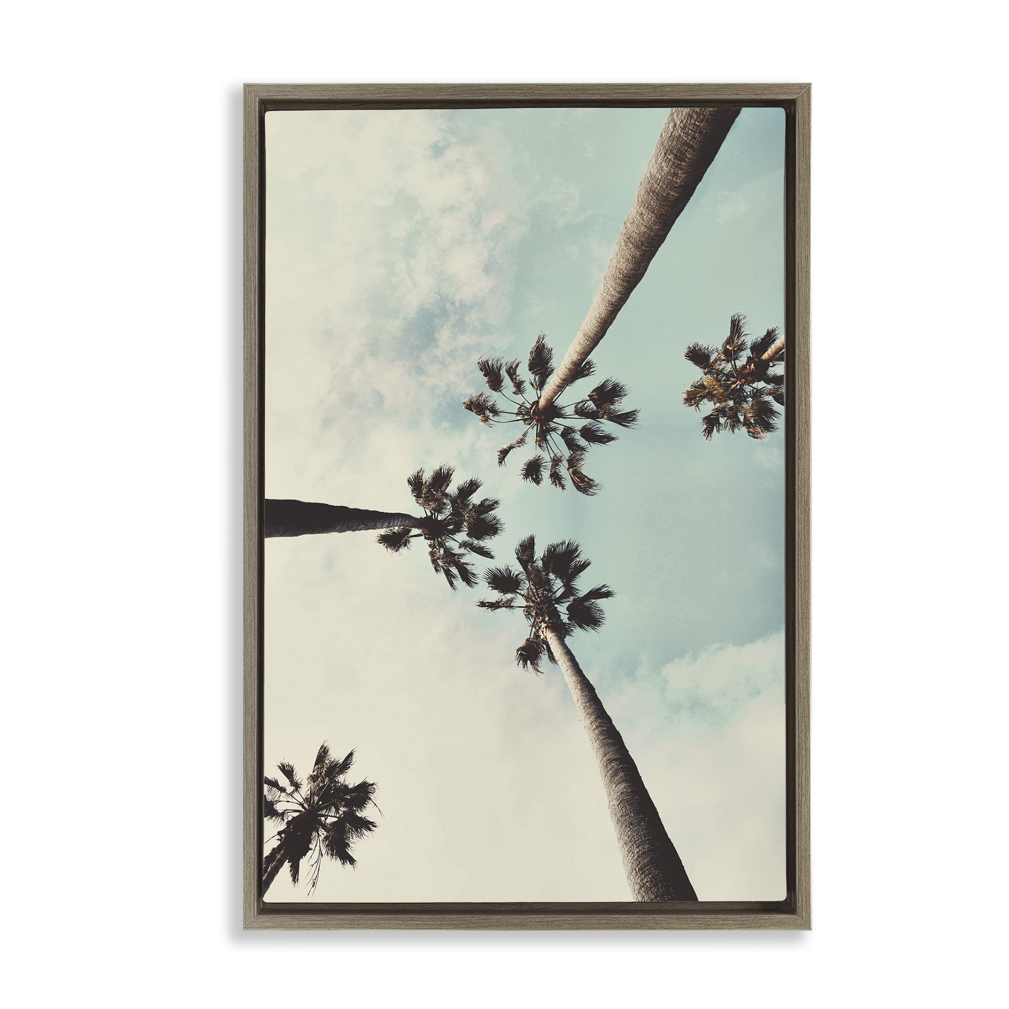 Stupell Industries Centric Tropical Palms Botanical & Floral Photography Brown Floater Framed Canvas Art Print Wall Art, 17 x 25