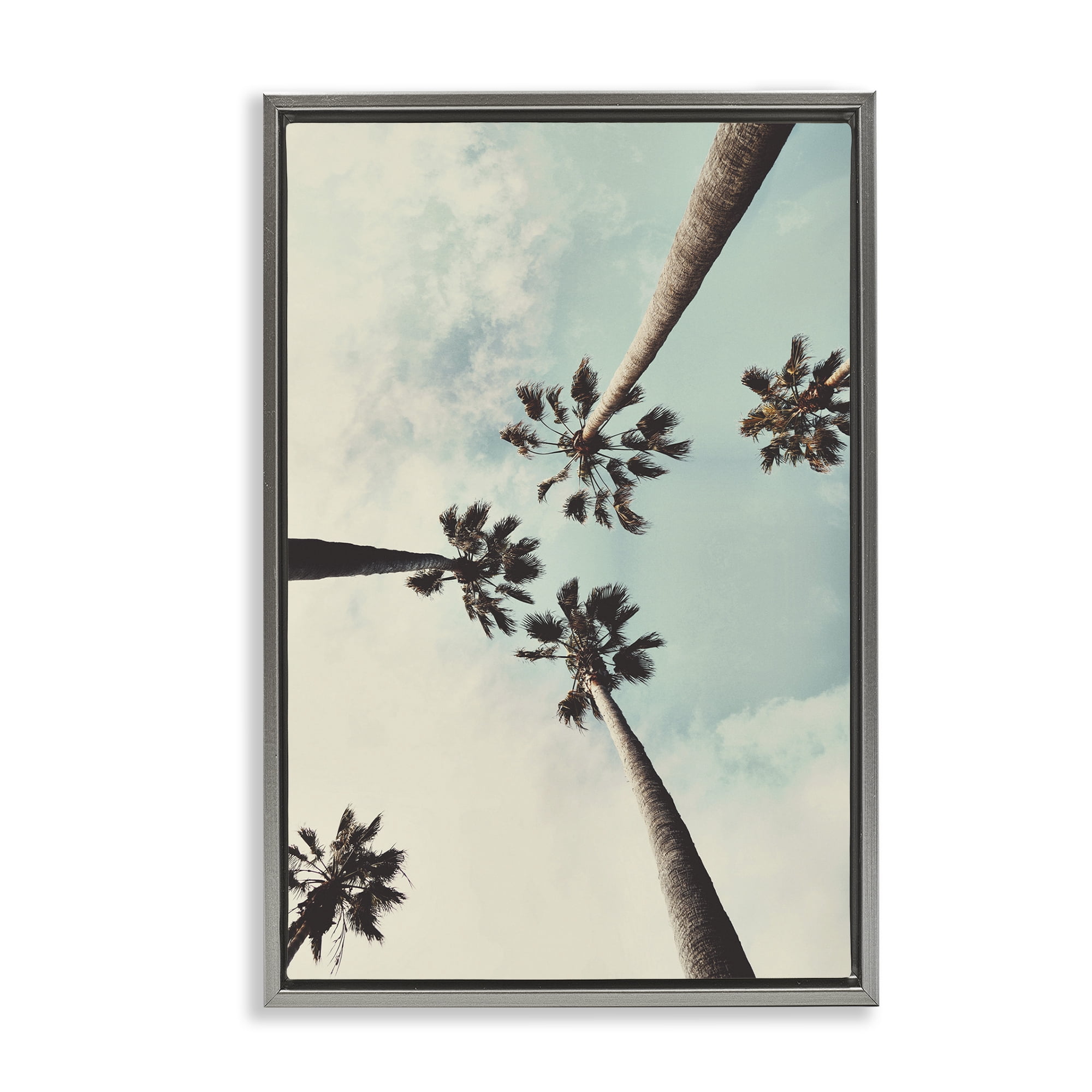 Stupell Industries Centric Tropical Palms Botanical & Floral Photography Gray Floater Framed Canvas Art Print Wall Art, 17 x 25
