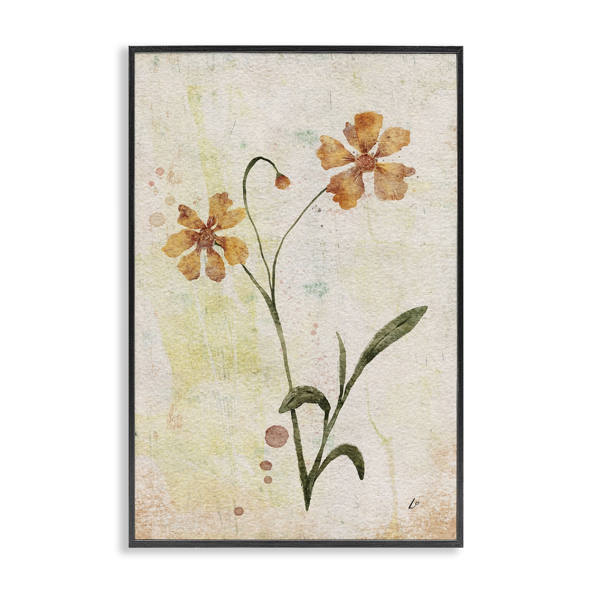 Stupell Industries Ceropsis Flower Sprig Plants & Flowers Painting Black Framed Art Print Wall Art, 12 x 18