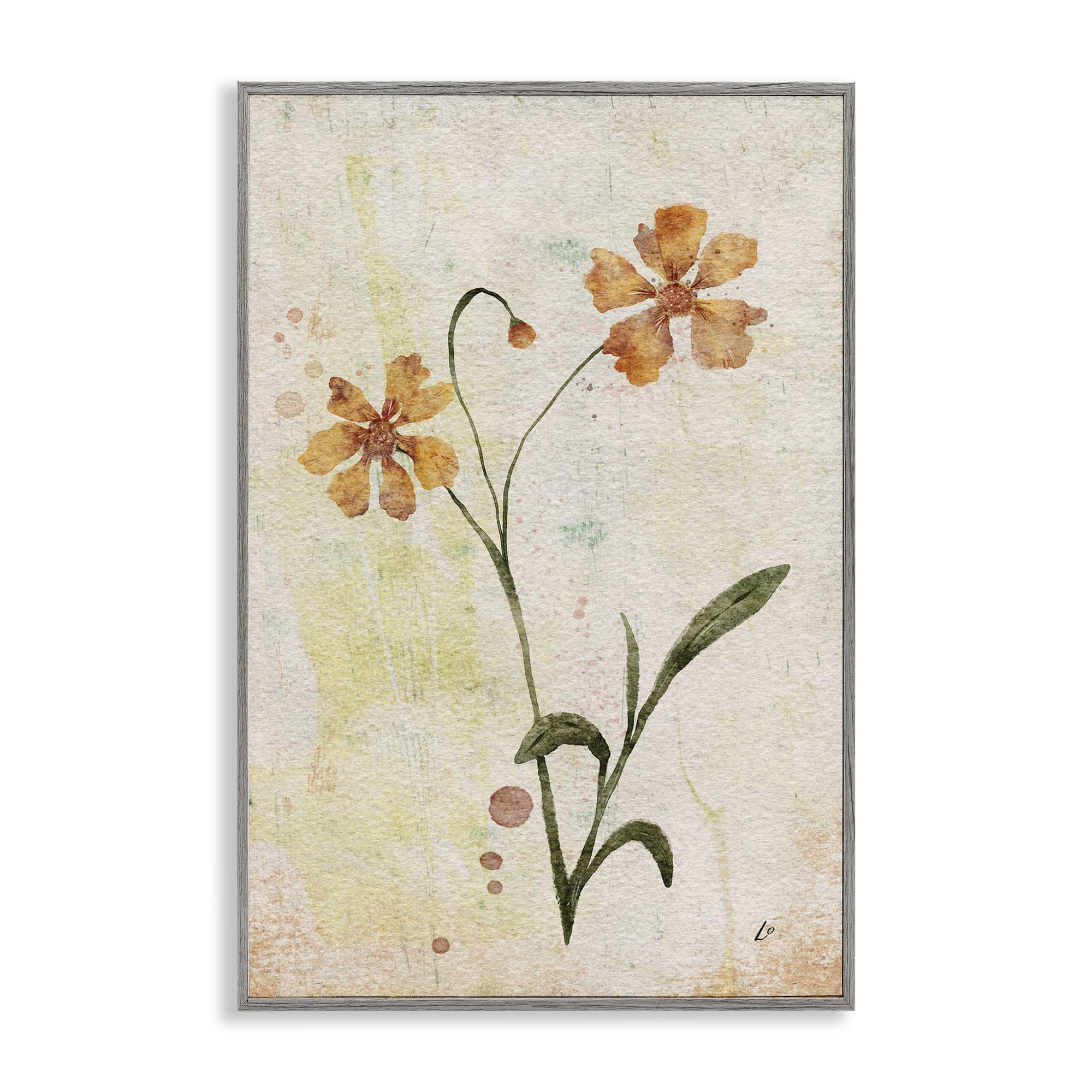Stupell Industries Ceropsis Flower Sprig Plants & Flowers Painting Gray Framed Art Print Wall Art, 12 x 18