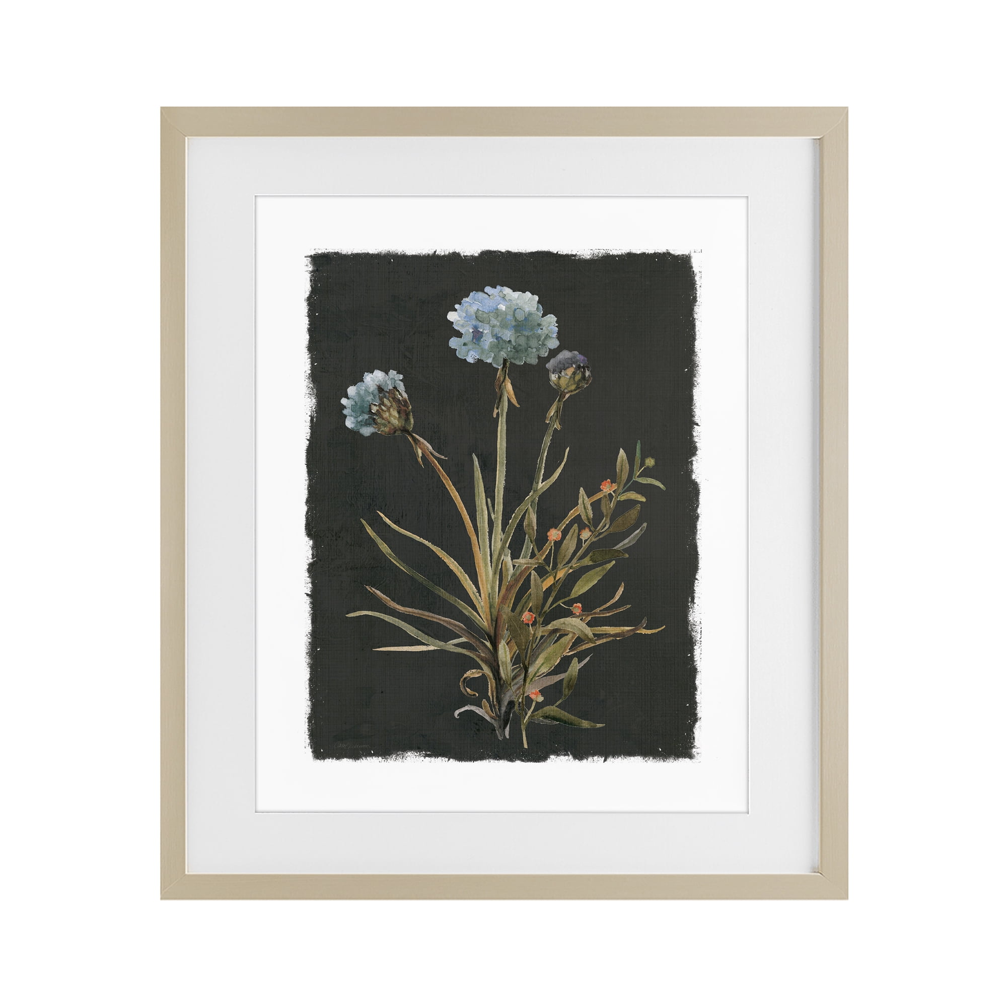 Stupell Industries Cerulean Bloom on Dark Green Birch Framed Print Under Glass, design by Carol Robinson