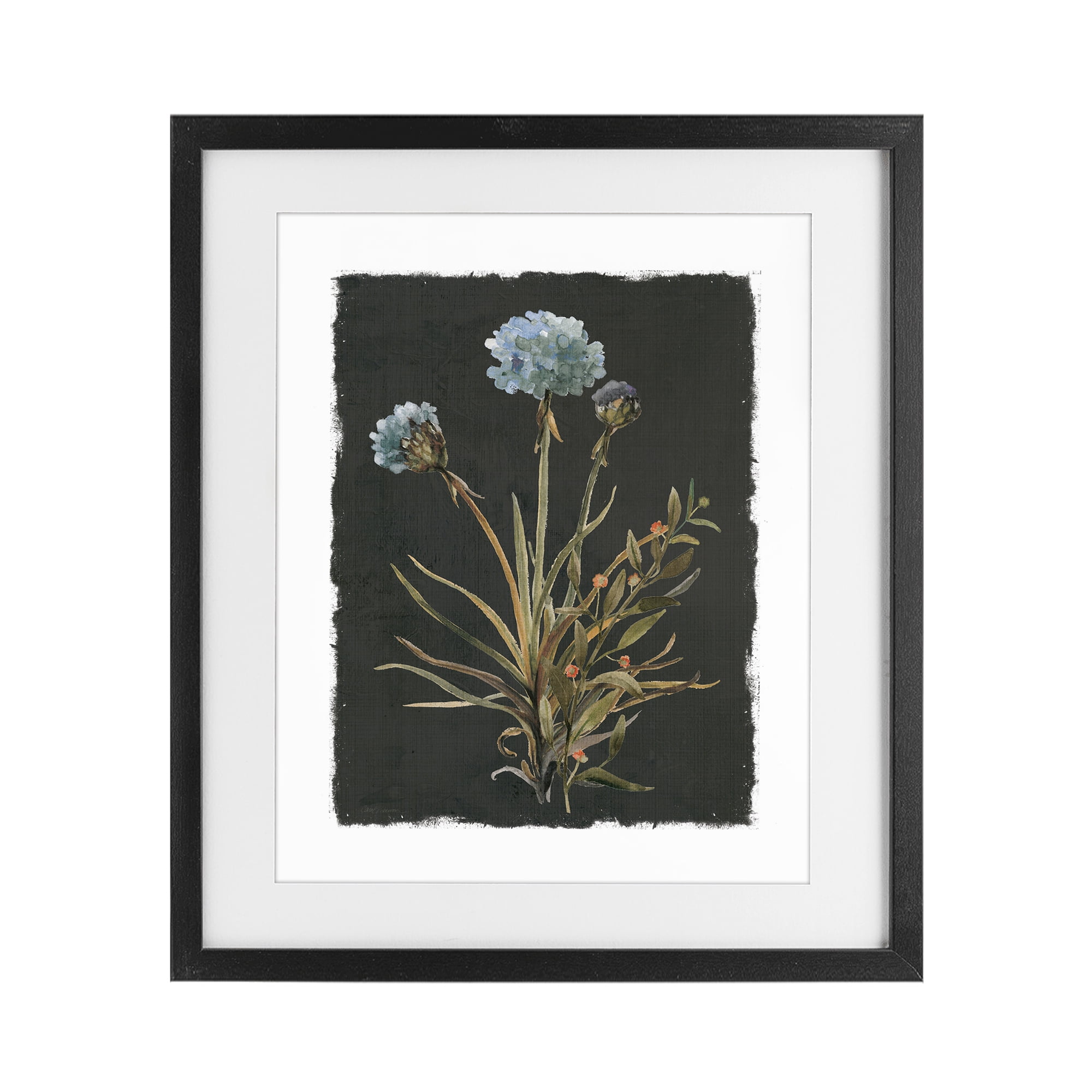 Stupell Industries Cerulean Bloom on Dark Green Black Framed Print Under Glass, design by Carol Robinson