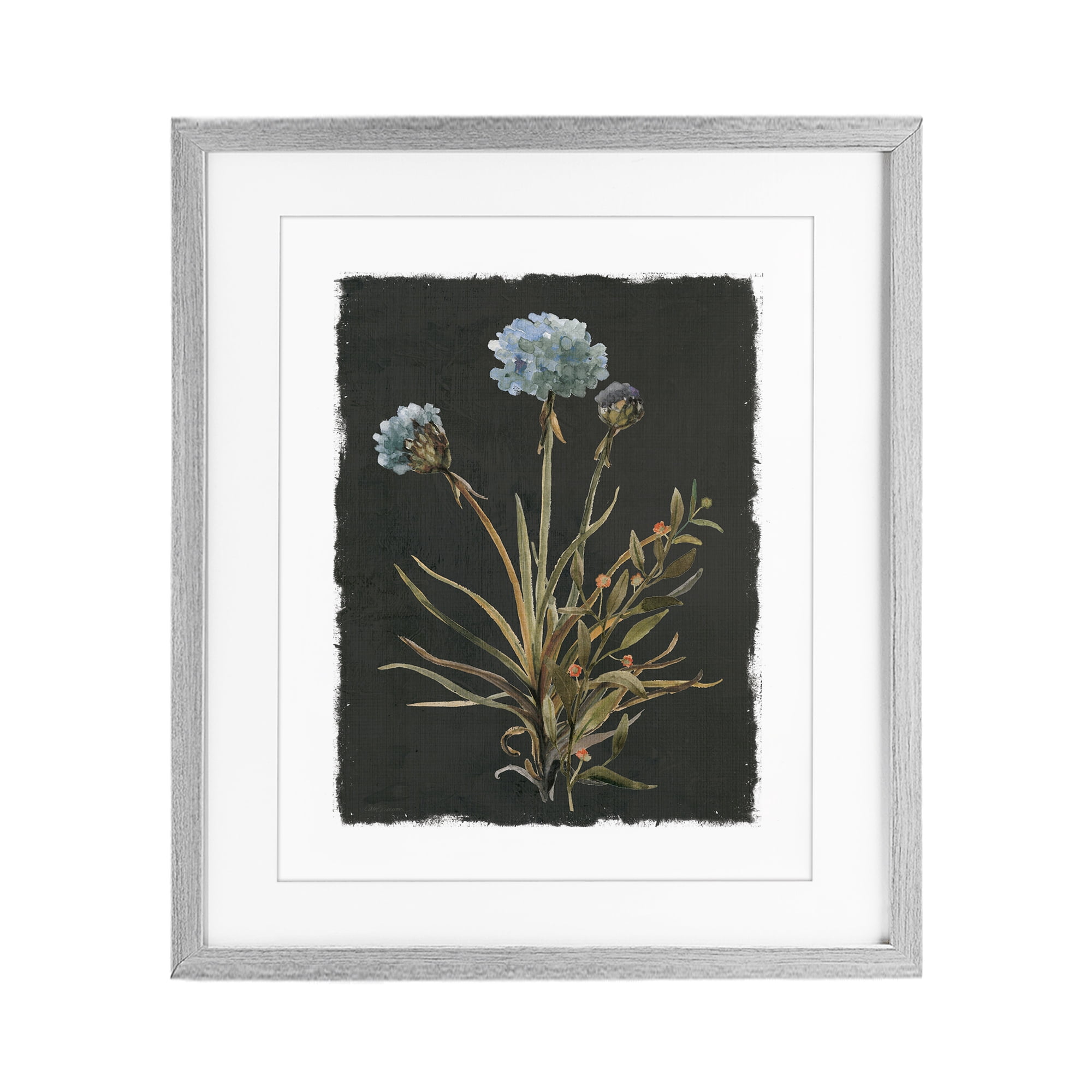 Stupell Industries Cerulean Bloom on Dark Green Gray Framed Print Under Glass, design by Carol Robinson