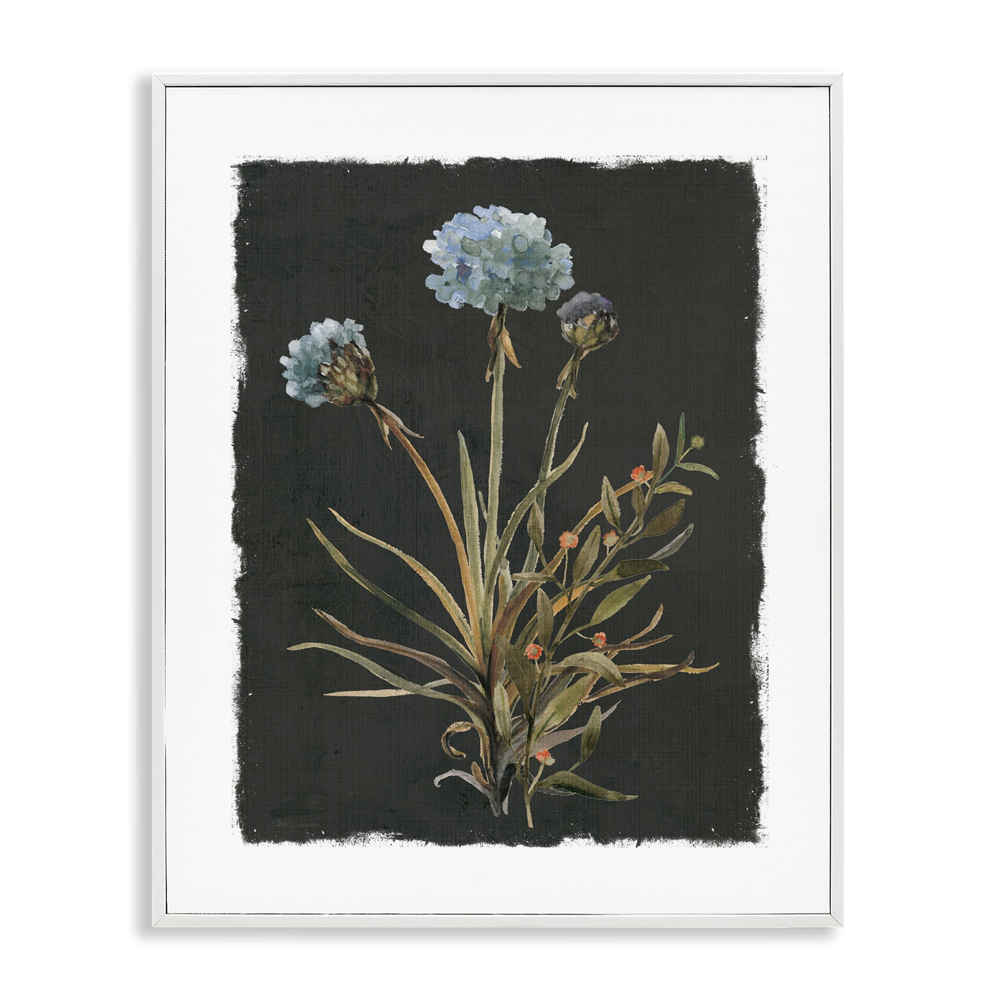 Stupell Industries Cerulean Bloom on Dark Green White Framed Giclee Art, design by Carol Robinson