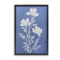 Stupell Industries Cerulean Blue Blooms Botanical & Floral Painting Black Floater Framed Art Print Wall Art, 17 x 25