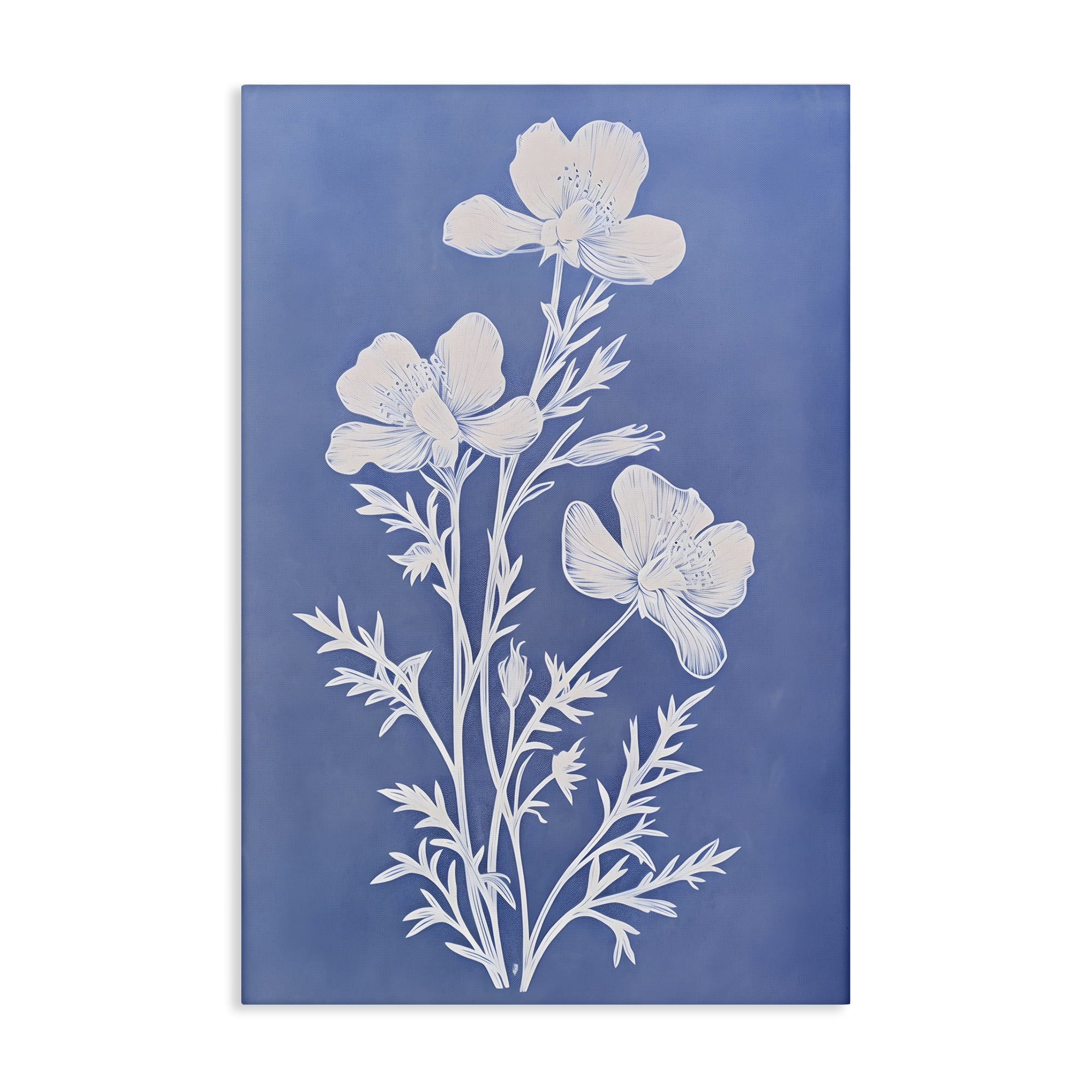 Stupell Industries Cerulean Blue Blooms Botanical & Floral Painting Gallery Wrapped Canvas Art Print Wall Art, 16 x 24