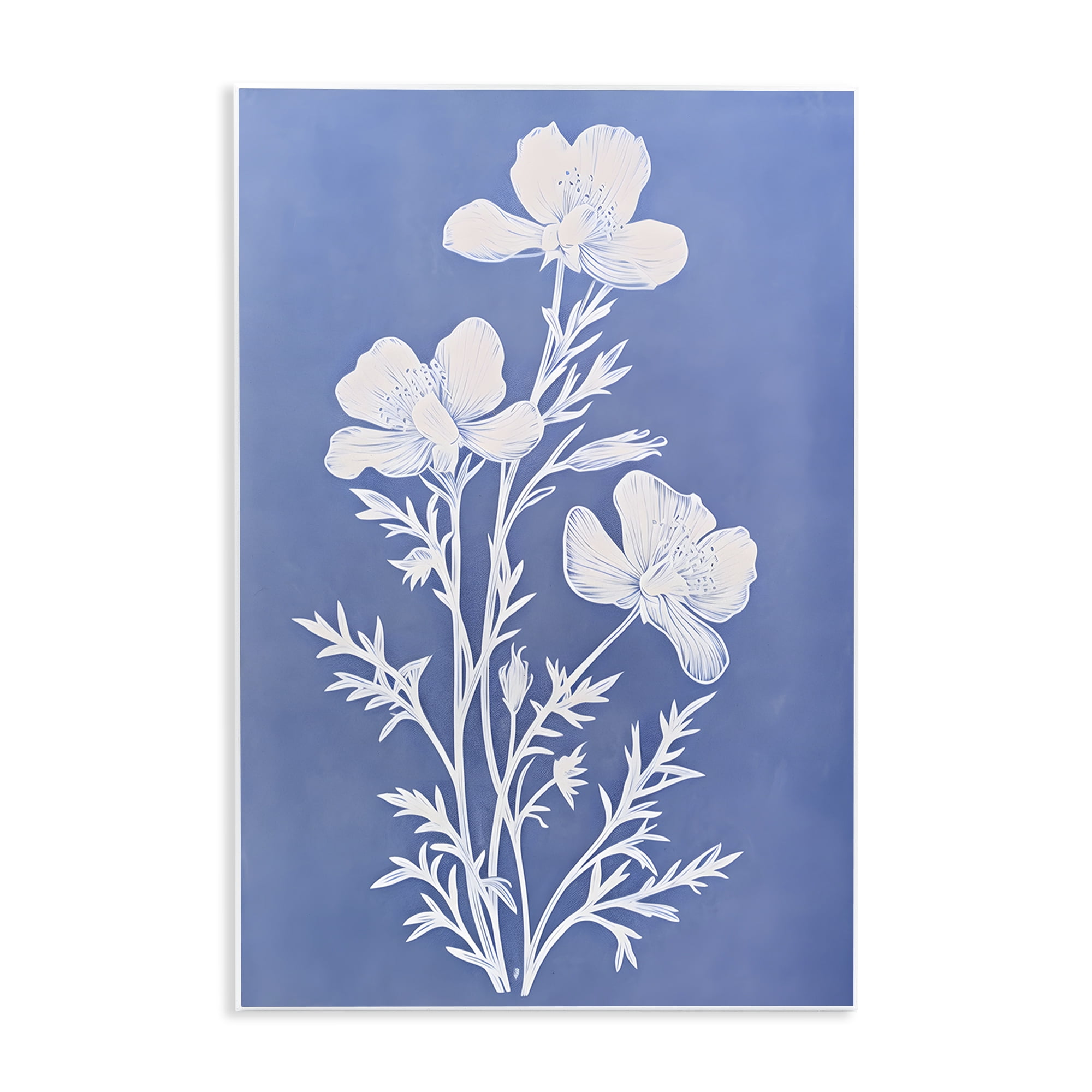 Stupell Industries Cerulean Blue Blooms Botanical & Floral Painting Unframed Art Print Wall Art, 13 x 19