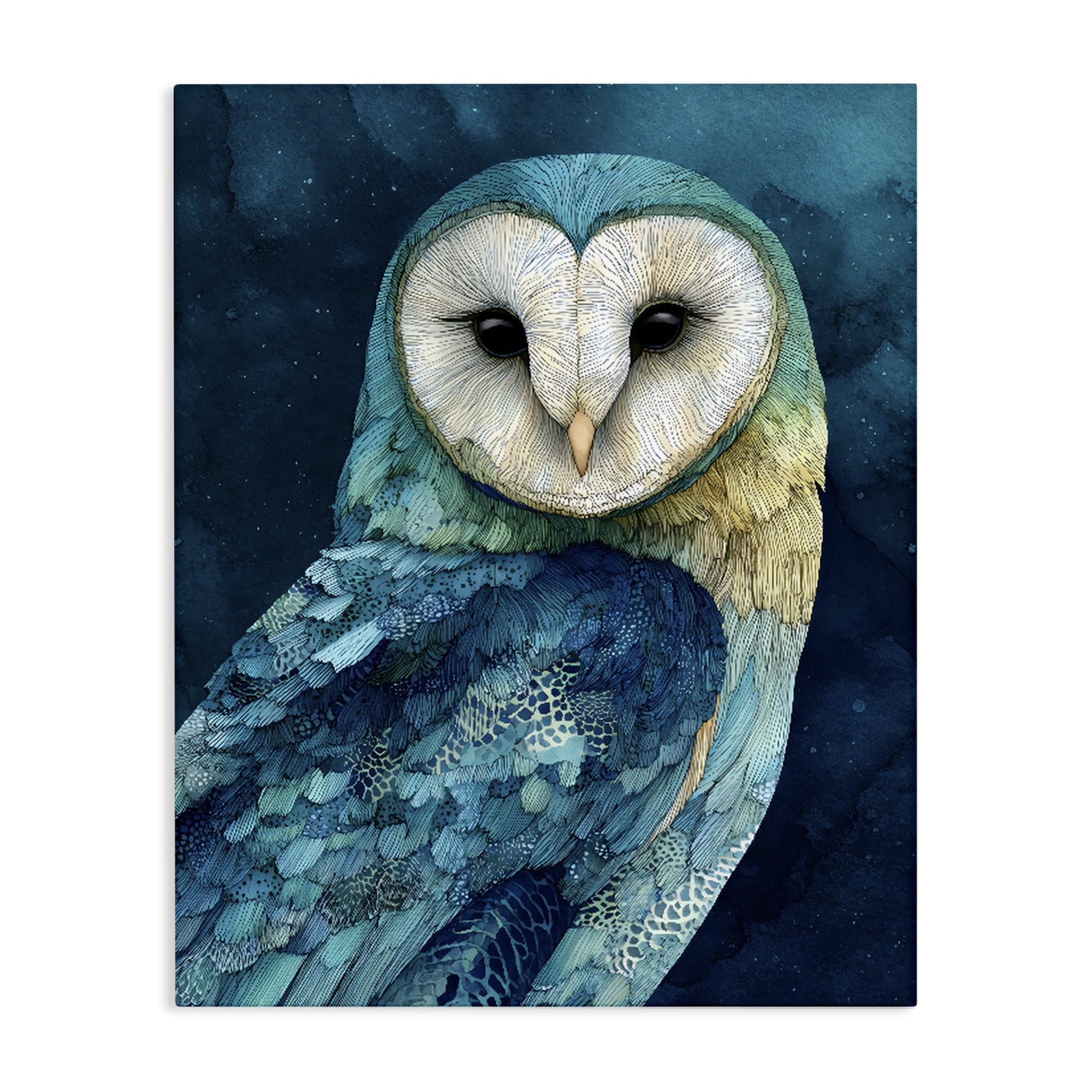 Stupell Industries Cerulean Blue Owl Canvas Wall Art, design by Franklyn Gregory