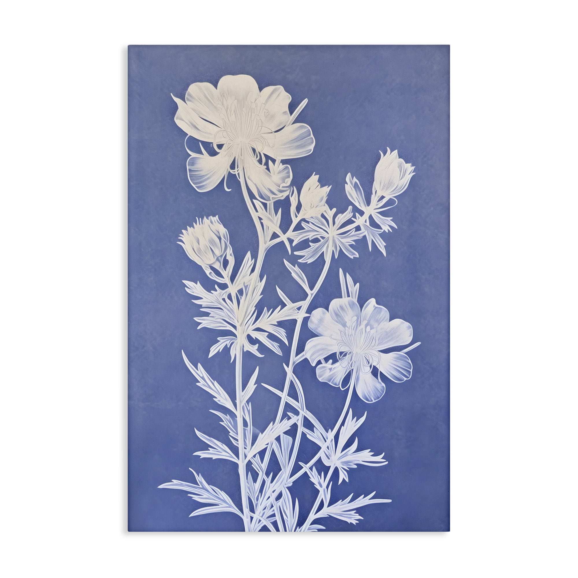 Stupell Industries Cerulean Botanical Pattern Botanical & Floral Painting Gallery Wrapped Canvas Art Print Wall Art, 16 x 24