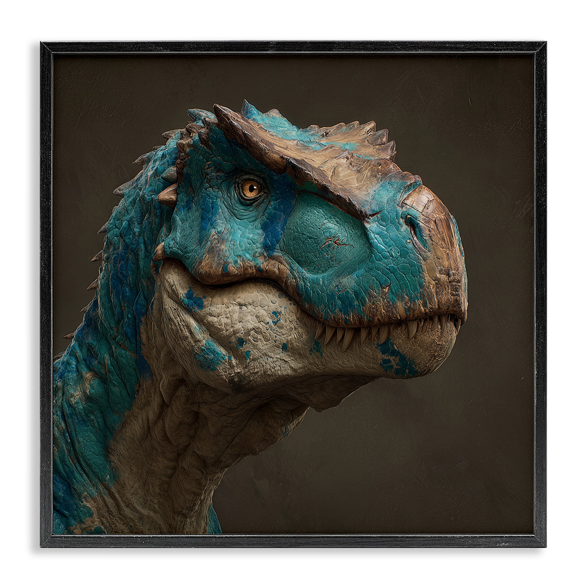 Stupell Industries Cerulean Scaled Dinosaur Detail Black Framed Giclee Art, design by Wumples