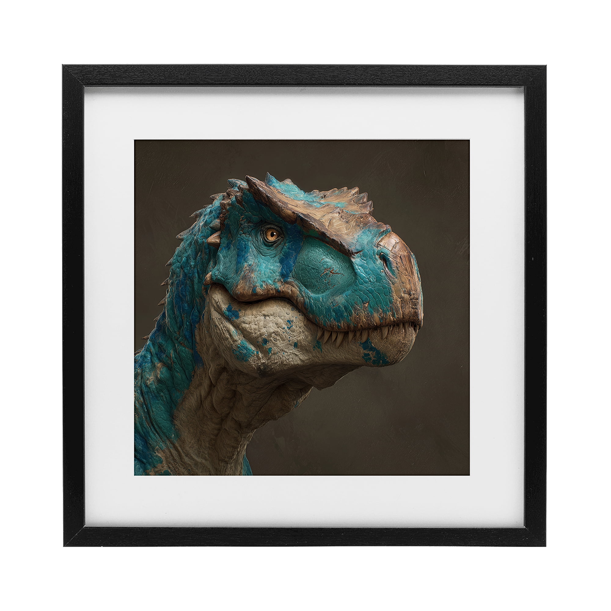 Stupell Industries Cerulean Scaled Dinosaur Detail Black Framed Print Under Glass, design by Wumples