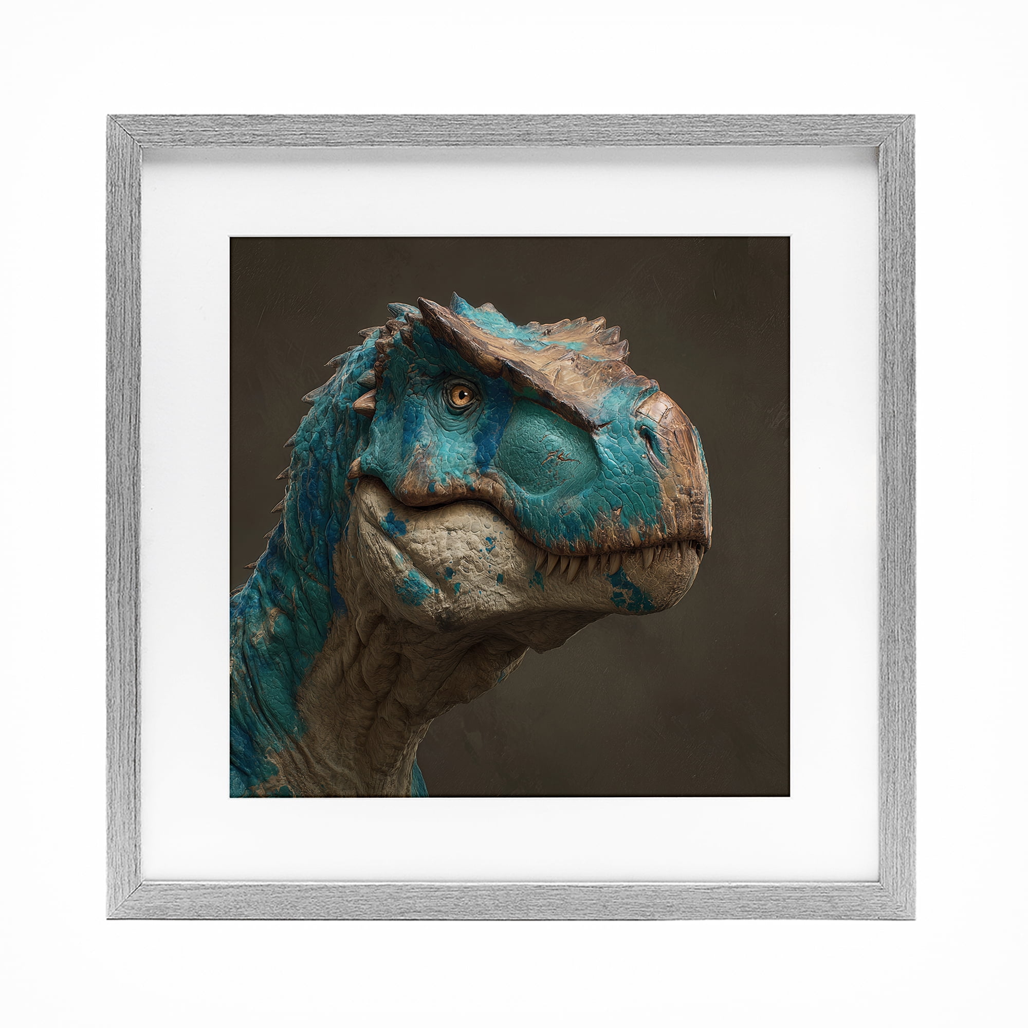 Stupell Industries Cerulean Scaled Dinosaur Detail Gray Framed Print Under Glass, design by Wumples