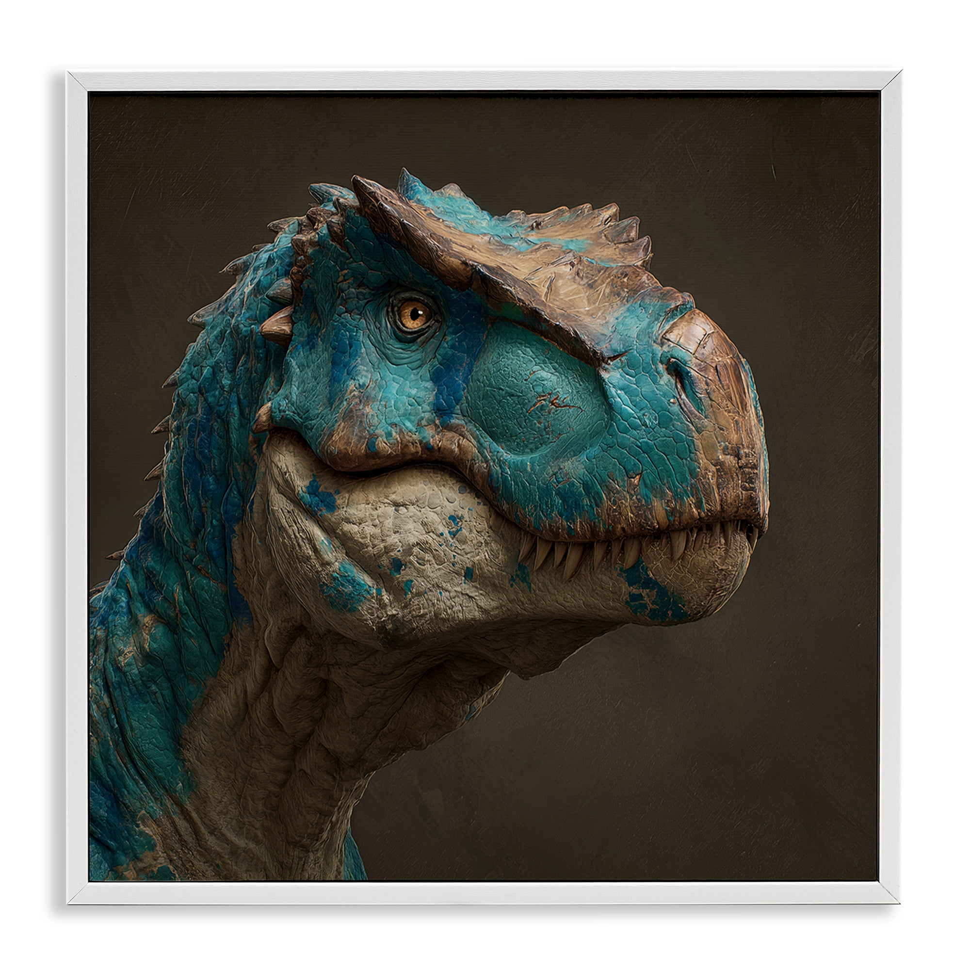 Stupell Industries Cerulean Scaled Dinosaur Detail White Framed Giclee Art, design by Wumples