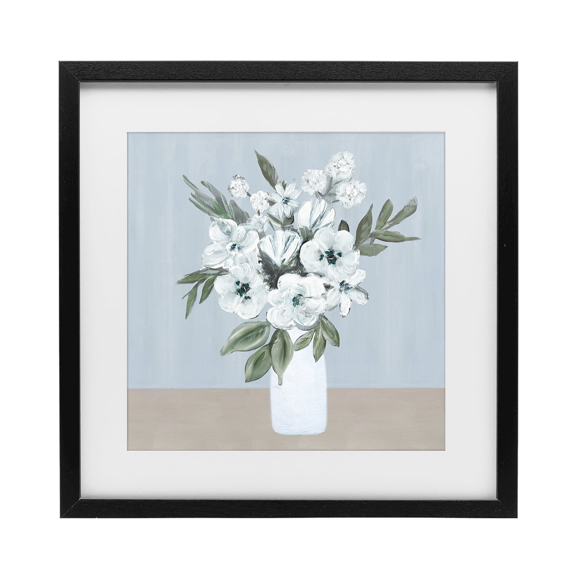 Stupell Industries Cerulean & White Blooms Black Framed Print Under Glass, design by Marilyn Dunlap
