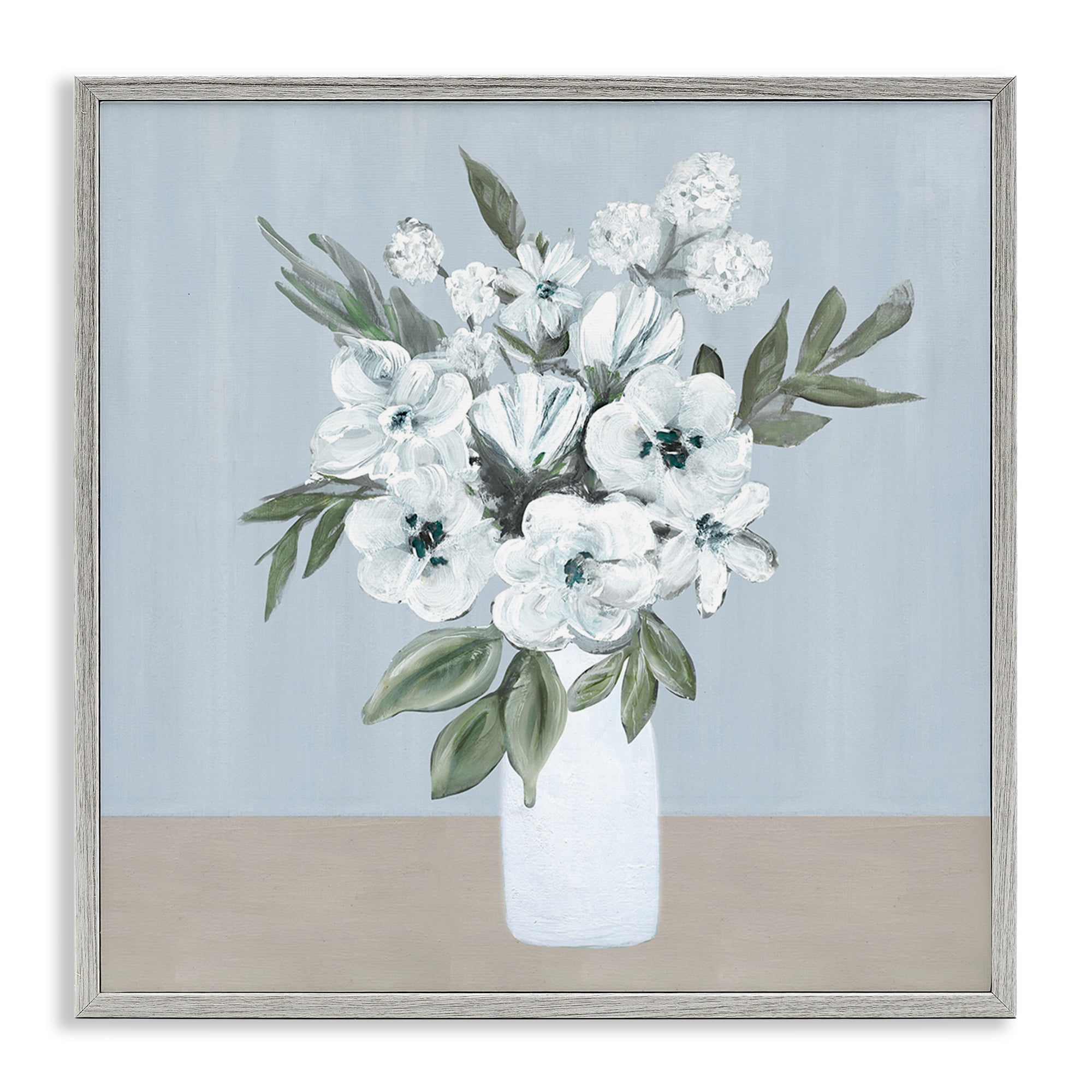 Stupell Industries Cerulean & White Blooms Gray Framed Giclee Art, design by Marilyn Dunlap