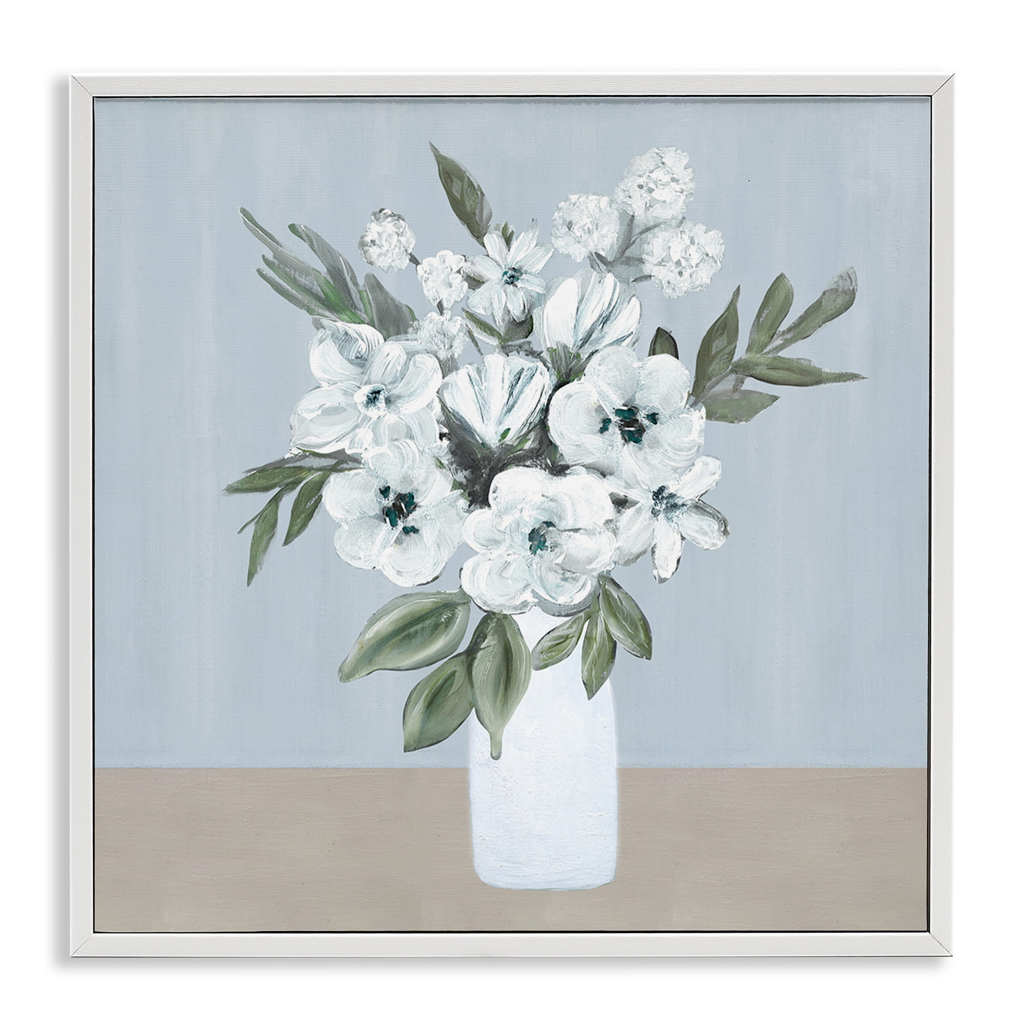 Stupell Industries Cerulean & White Blooms White Framed Giclee Art, design by Marilyn Dunlap