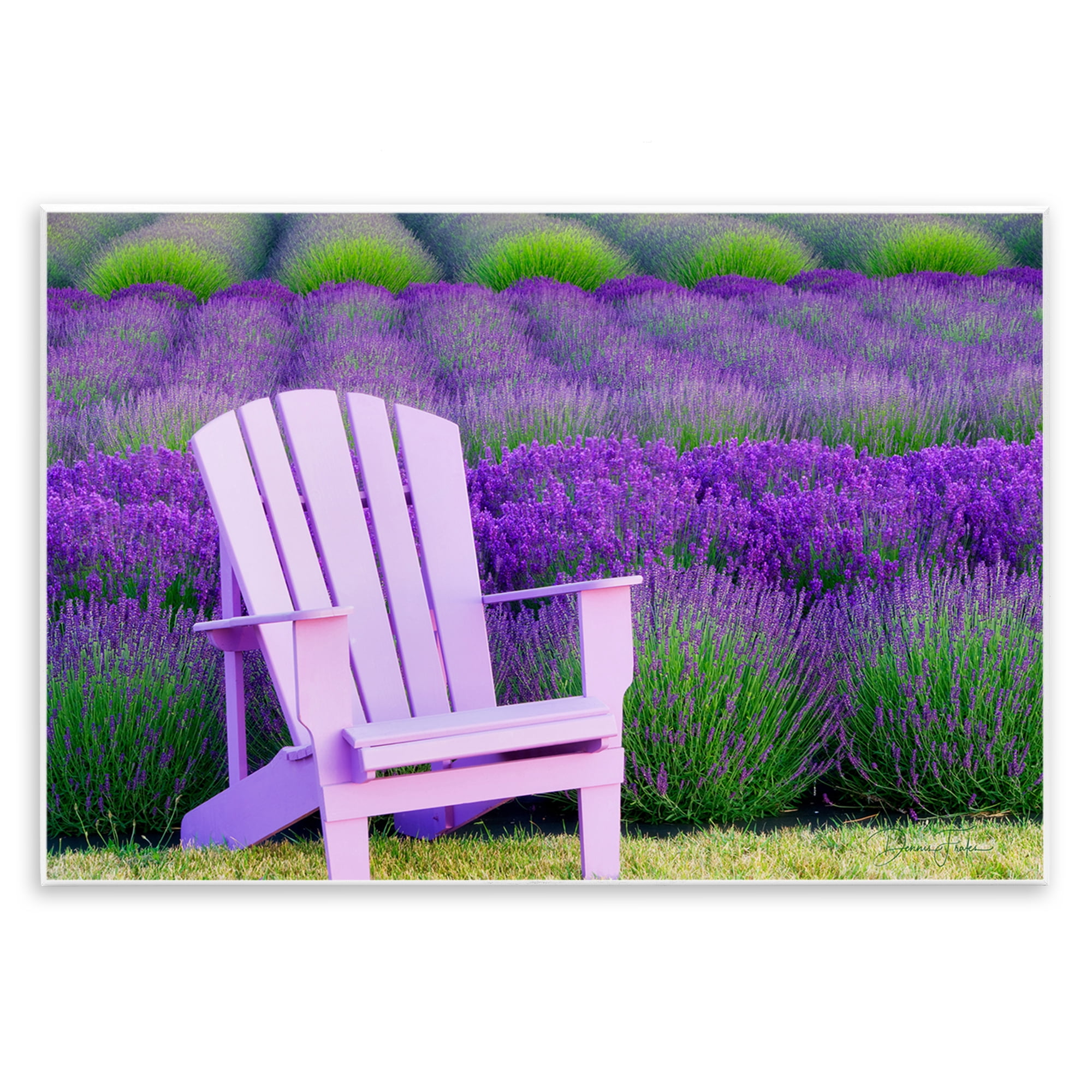 Stupell Industries Chair & Lavender Field Landscape & Nature Painting Unframed Art Print Wall Art, 19 x 13