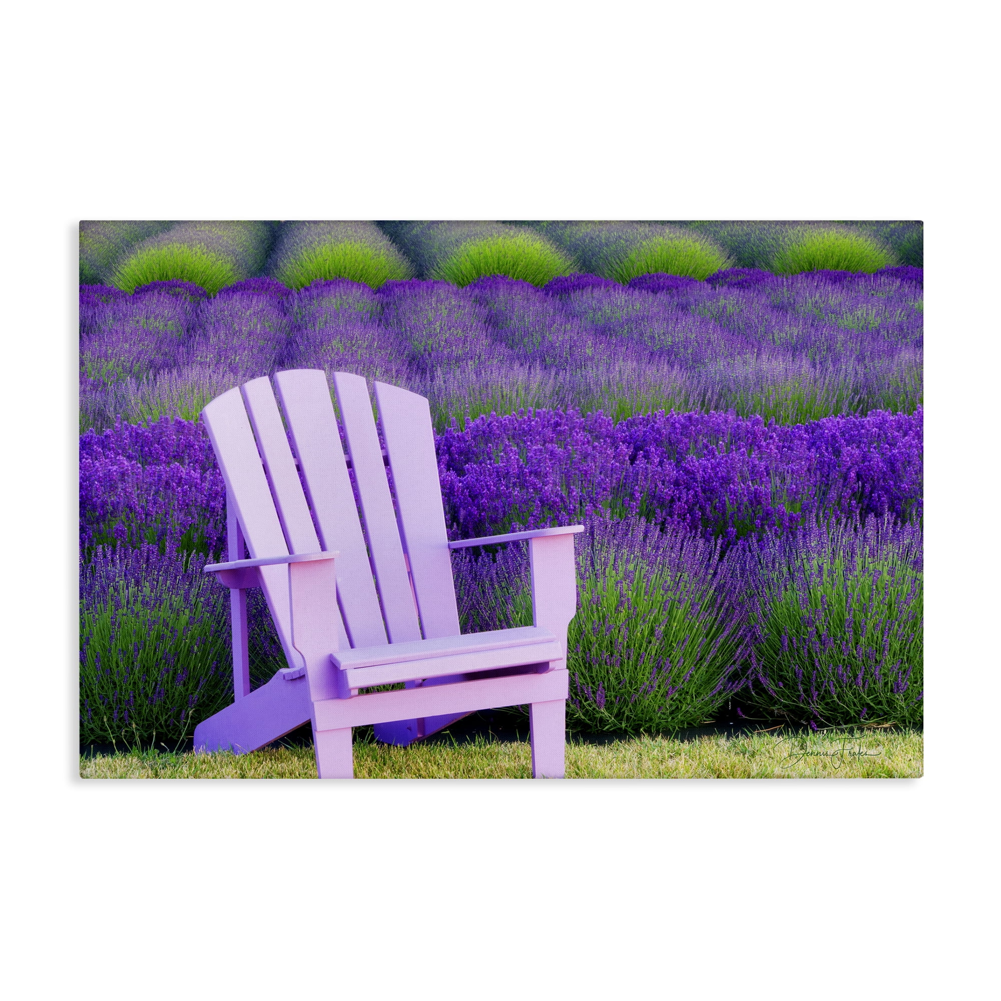 Stupell Industries Chair & Lavender Field Landscape & Nature Painting Wrapped Canvas Art Print Wall Art, 45 x 30