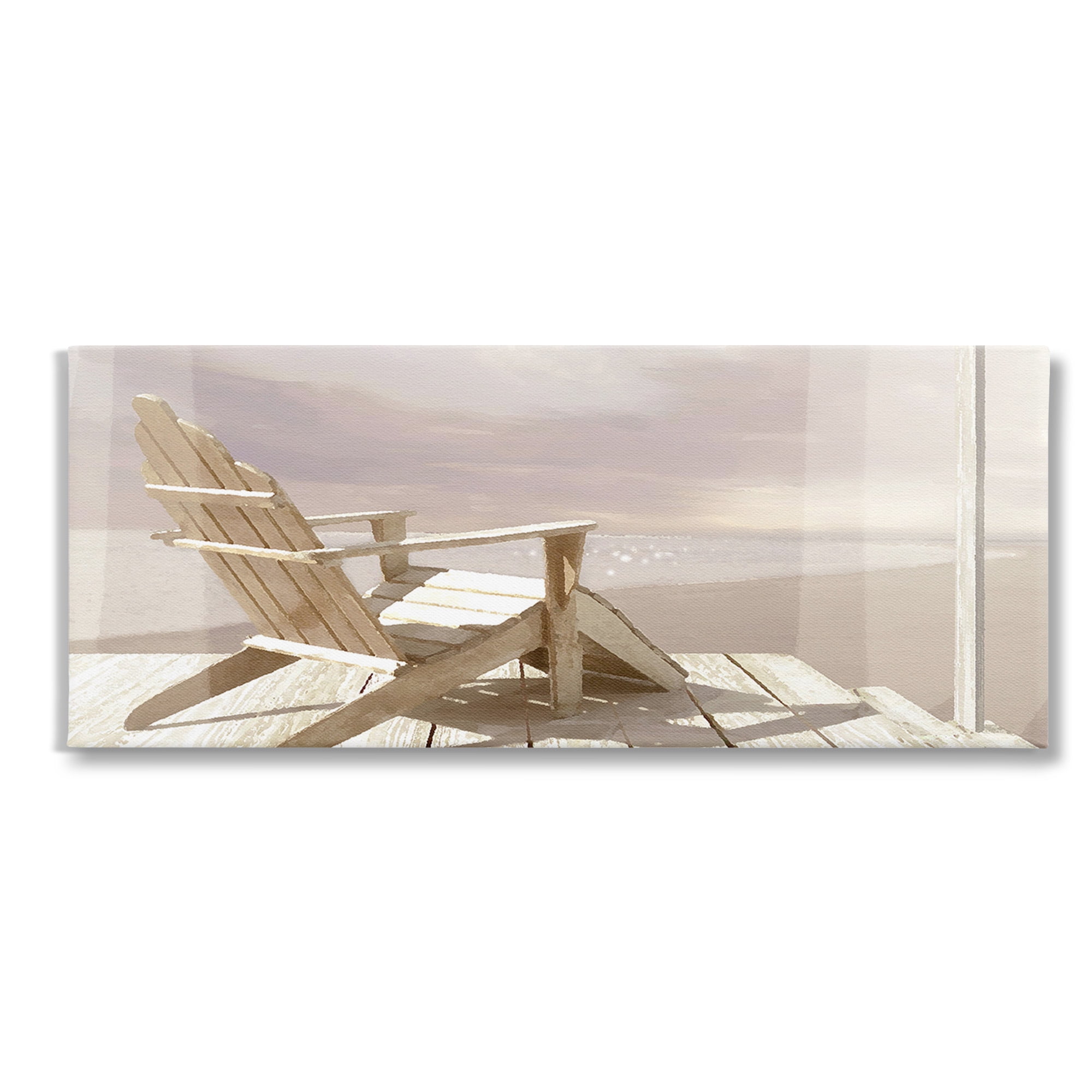 Stupell Industries Chair Overlooking Beach Landscape Photography Gallery Wrapped Canvas Art Print Wall Art, 48 x 20